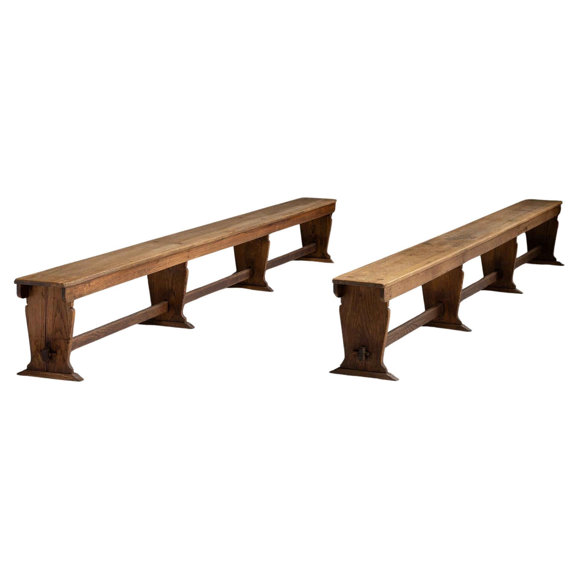 Oak Refectory Benches, England circa 1890