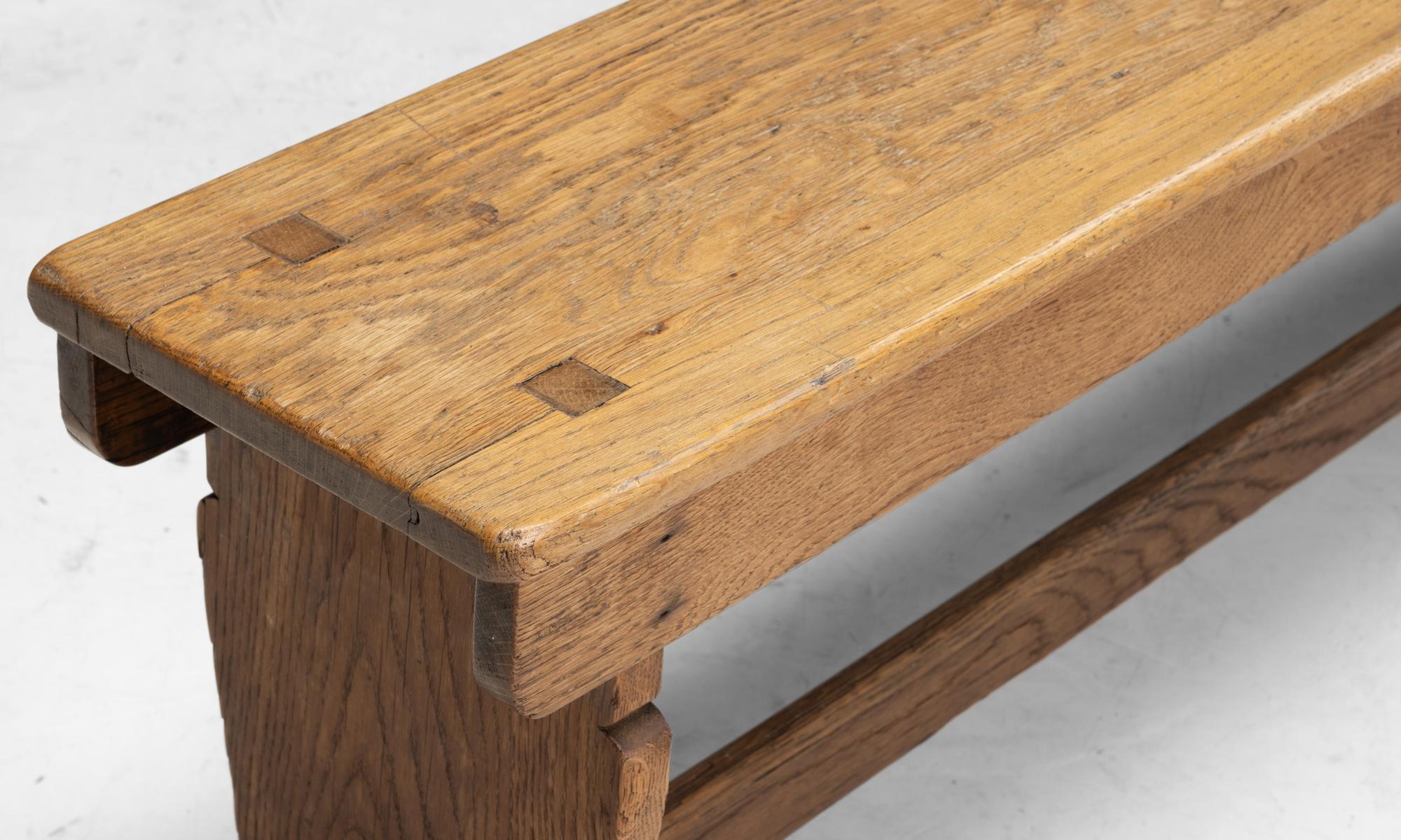 English Oak Refectory Benches, England circa 1890