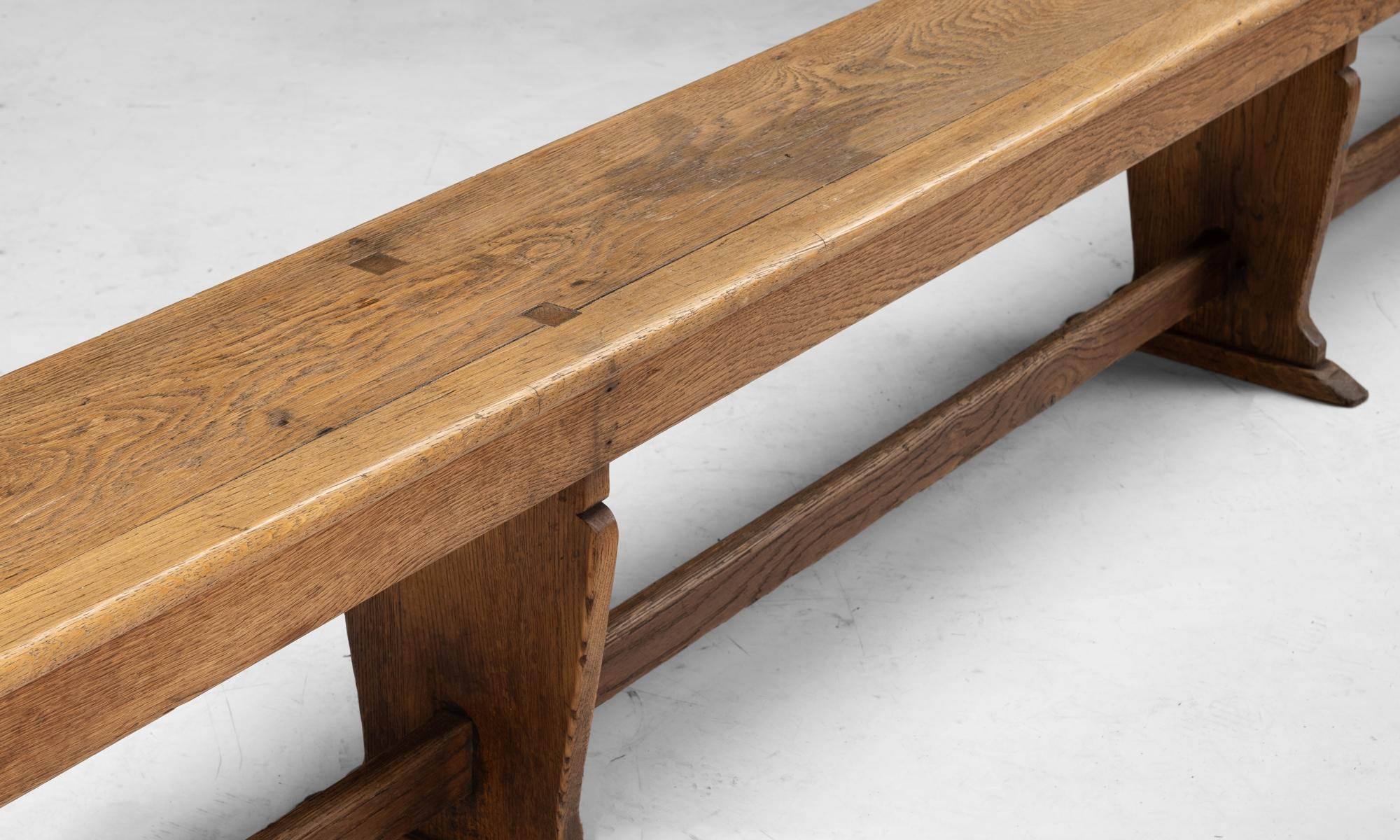 Oak Refectory Benches, England circa 1890 In Fair Condition In Culver City, CA