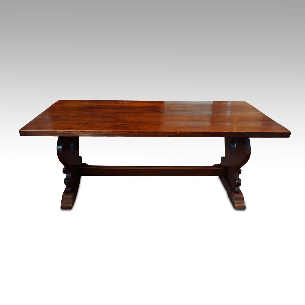 English solid large Elizabethan style Oak Refectory Dining Table, circa 1920 1