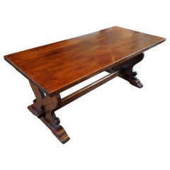 English solid large Elizabethan style Oak Refectory Dining Table, circa 1920