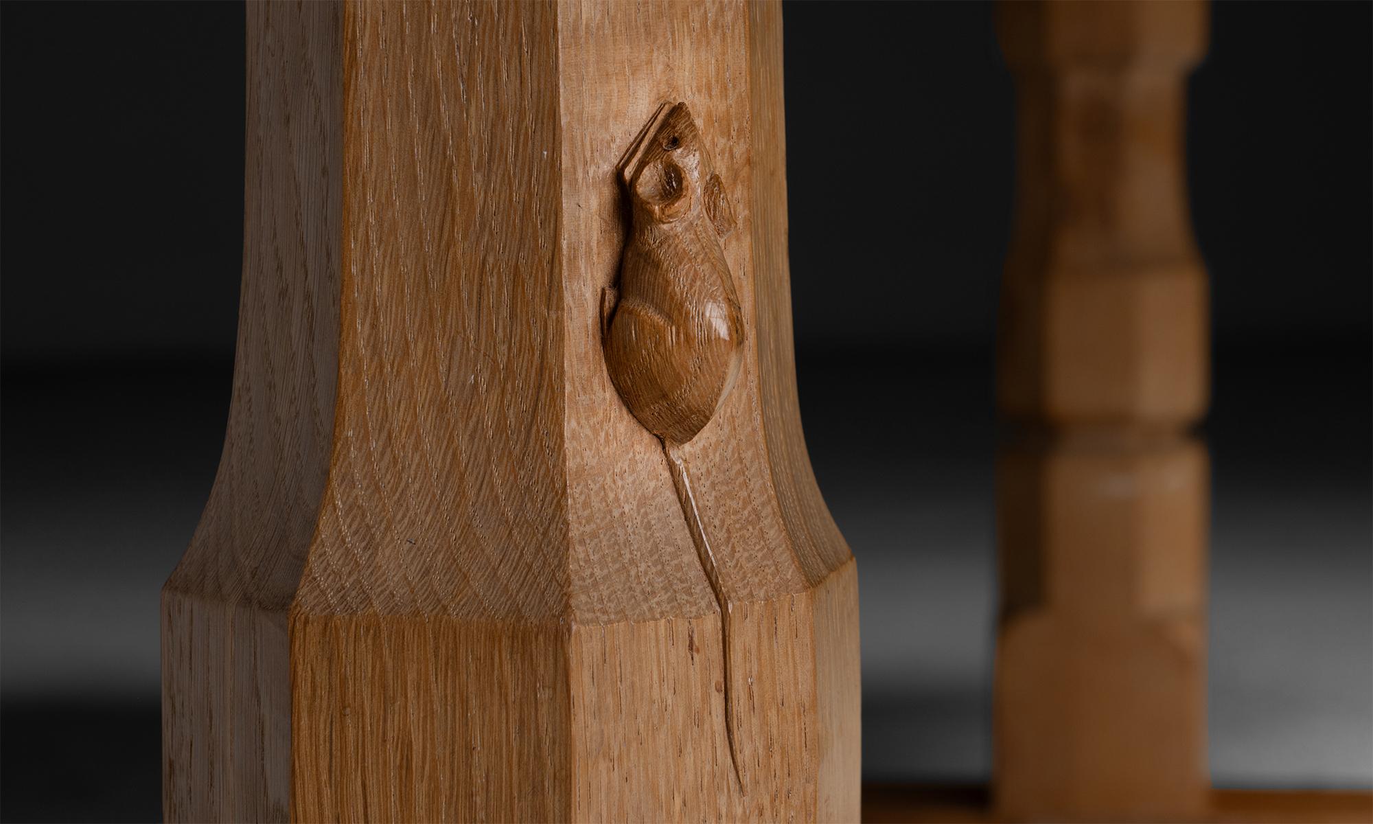 Mid-20th Century Oak Refectory Table by Robert “Mouseman” Thompson, England circa 1950