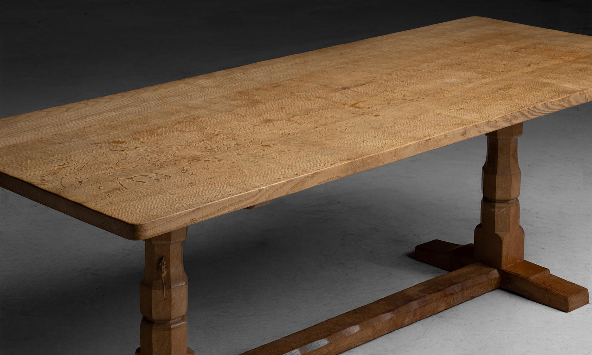 Oak Refectory Table by Robert “Mouseman” Thompson, England circa 1950 2