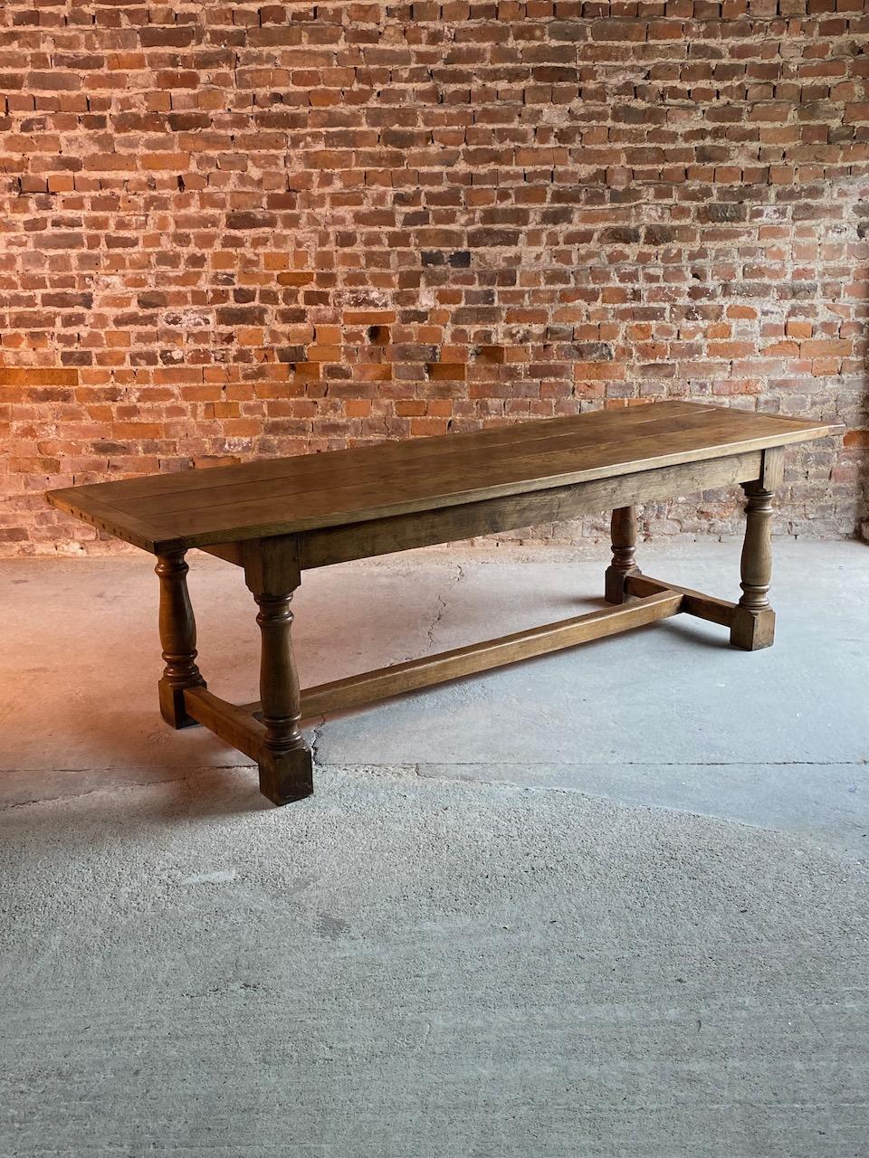 Oak Refectory Table and Eight Cane Back Dining Chairs Set 3 In Good Condition In Longdon, Tewkesbury