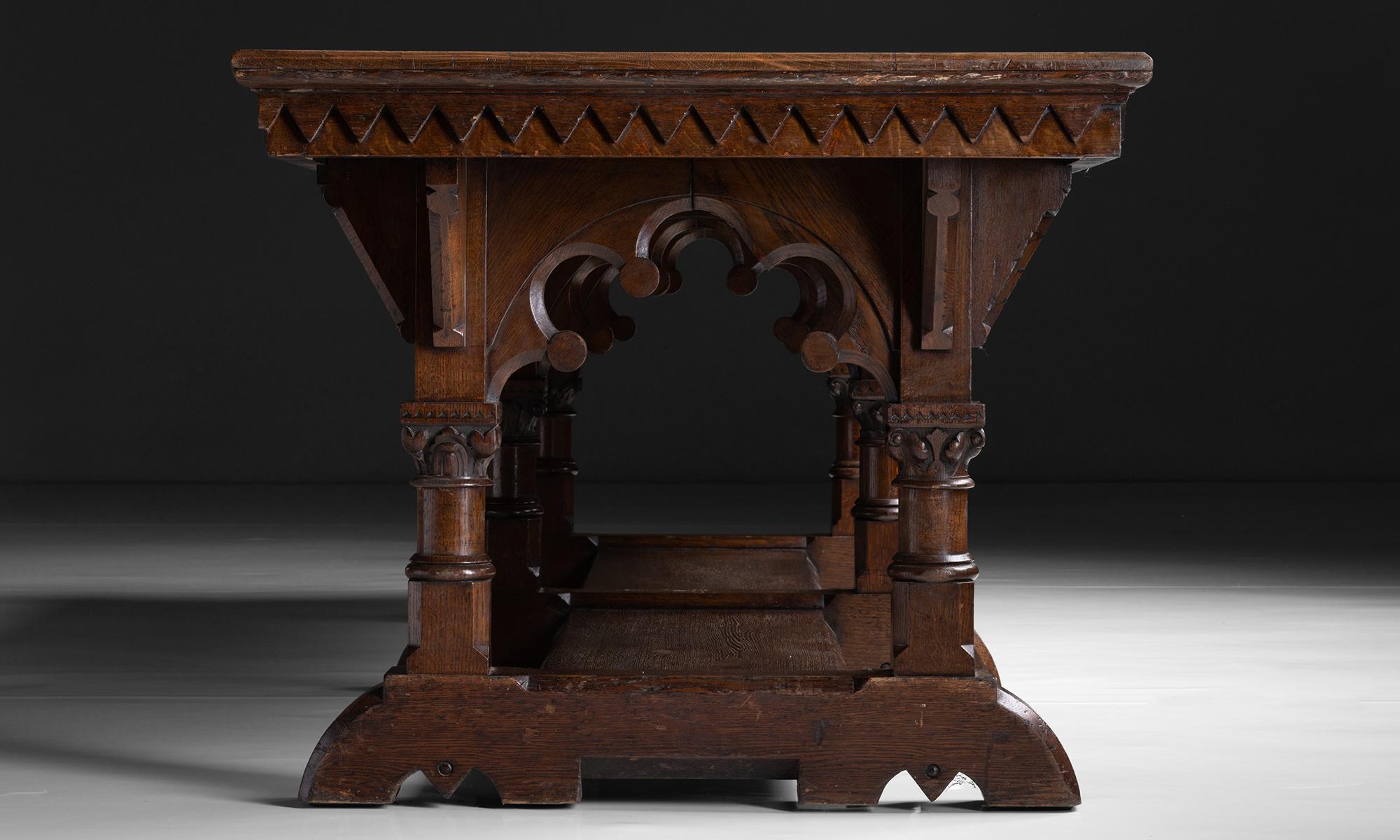 Wood Oak Refectory Table, England circa 1870