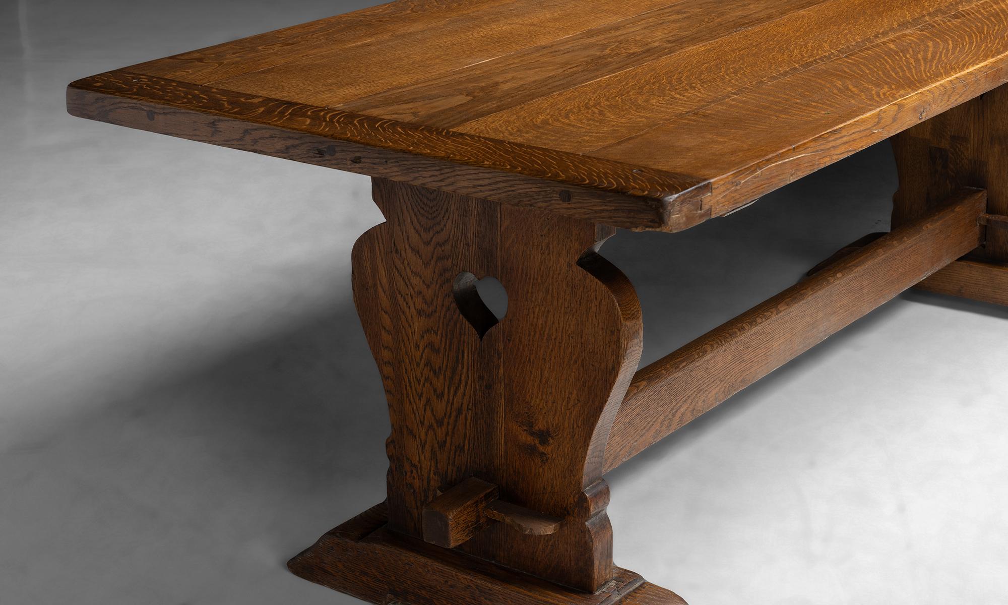 English Oak Refectory Table, England circa 1890