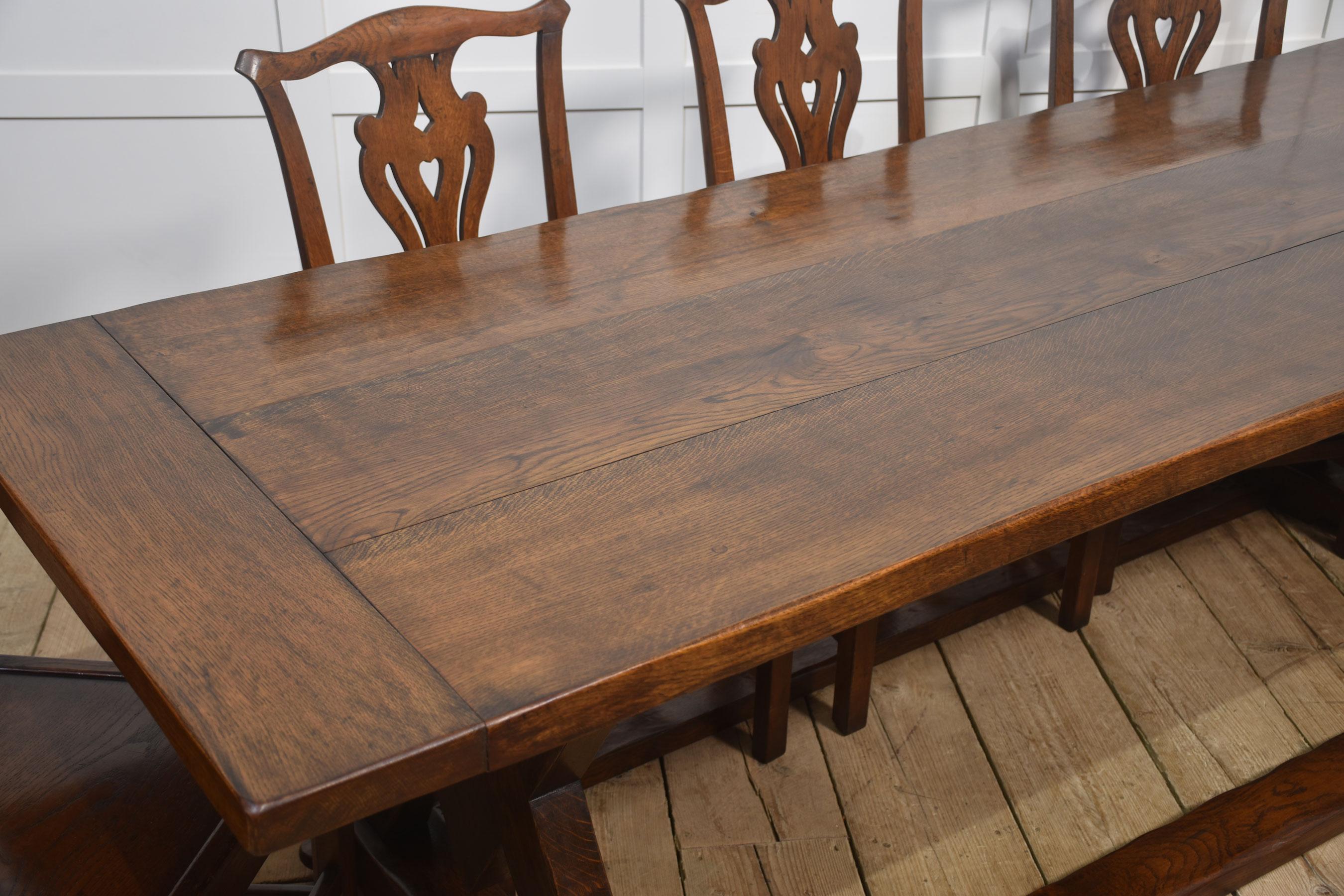 British Oak refectory table For Sale