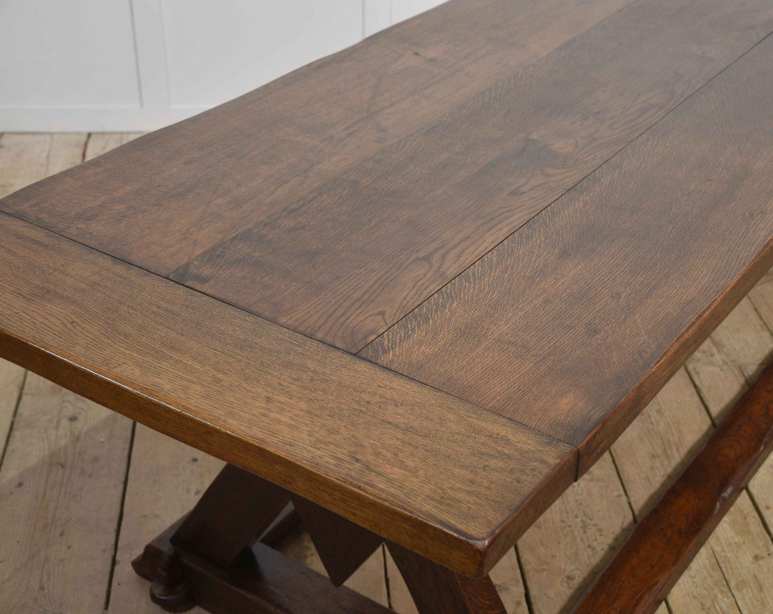 Oak refectory table For Sale 1