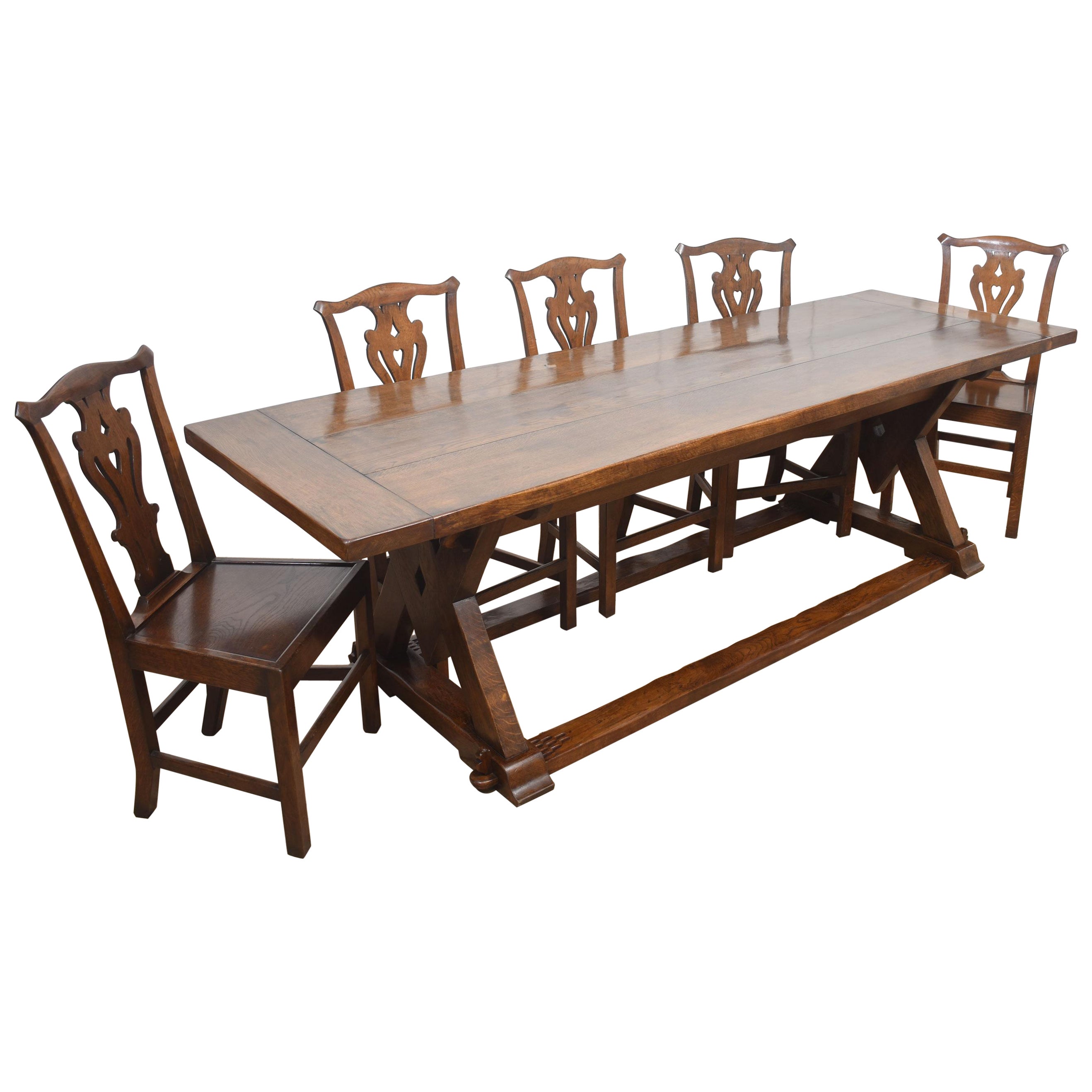 Oak refectory table For Sale