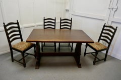 Oak Refectory Table with Set of 4 Chairs