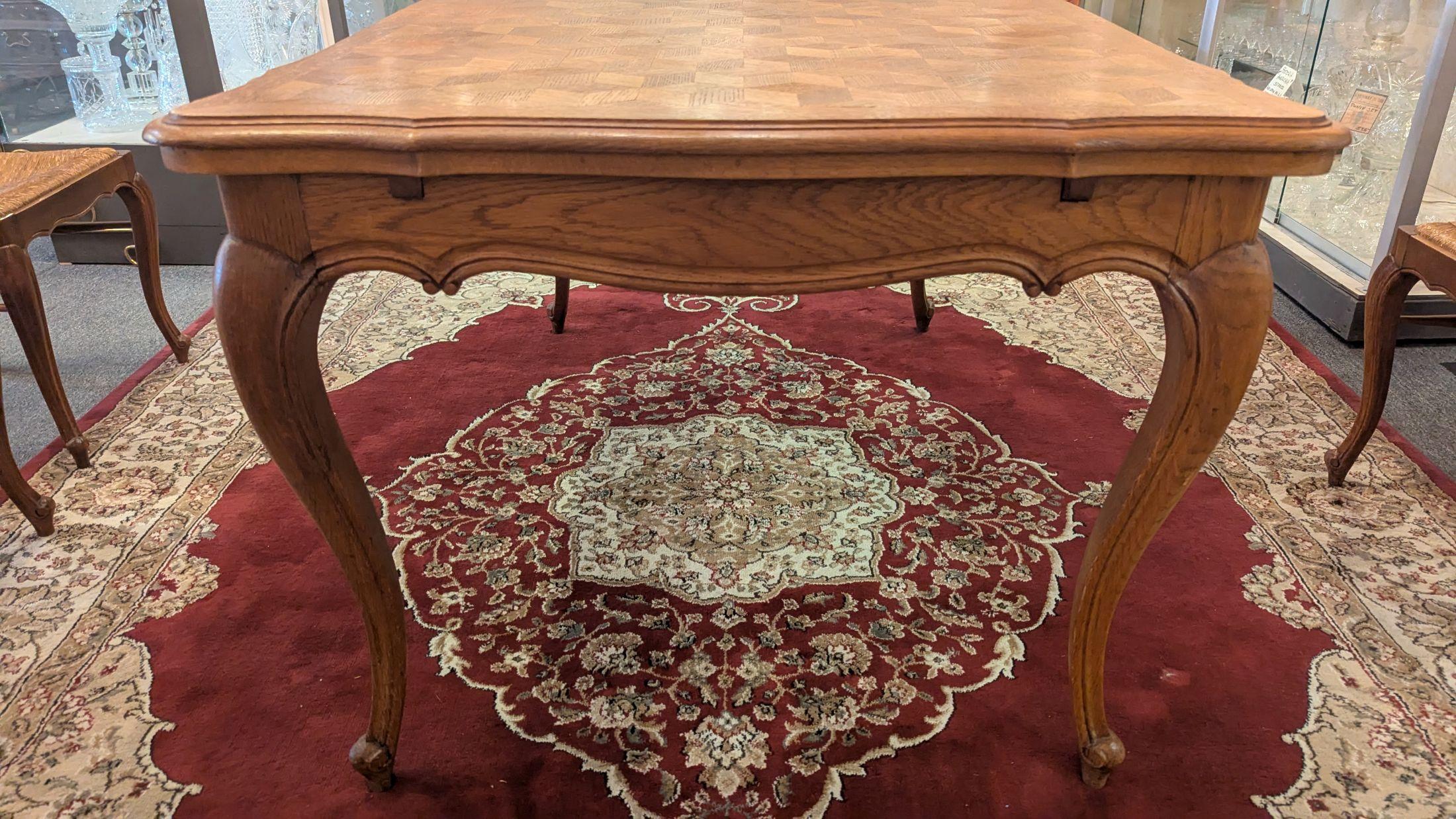 Queen Anne Oak Refrectory Table and 6 Chairs For Sale