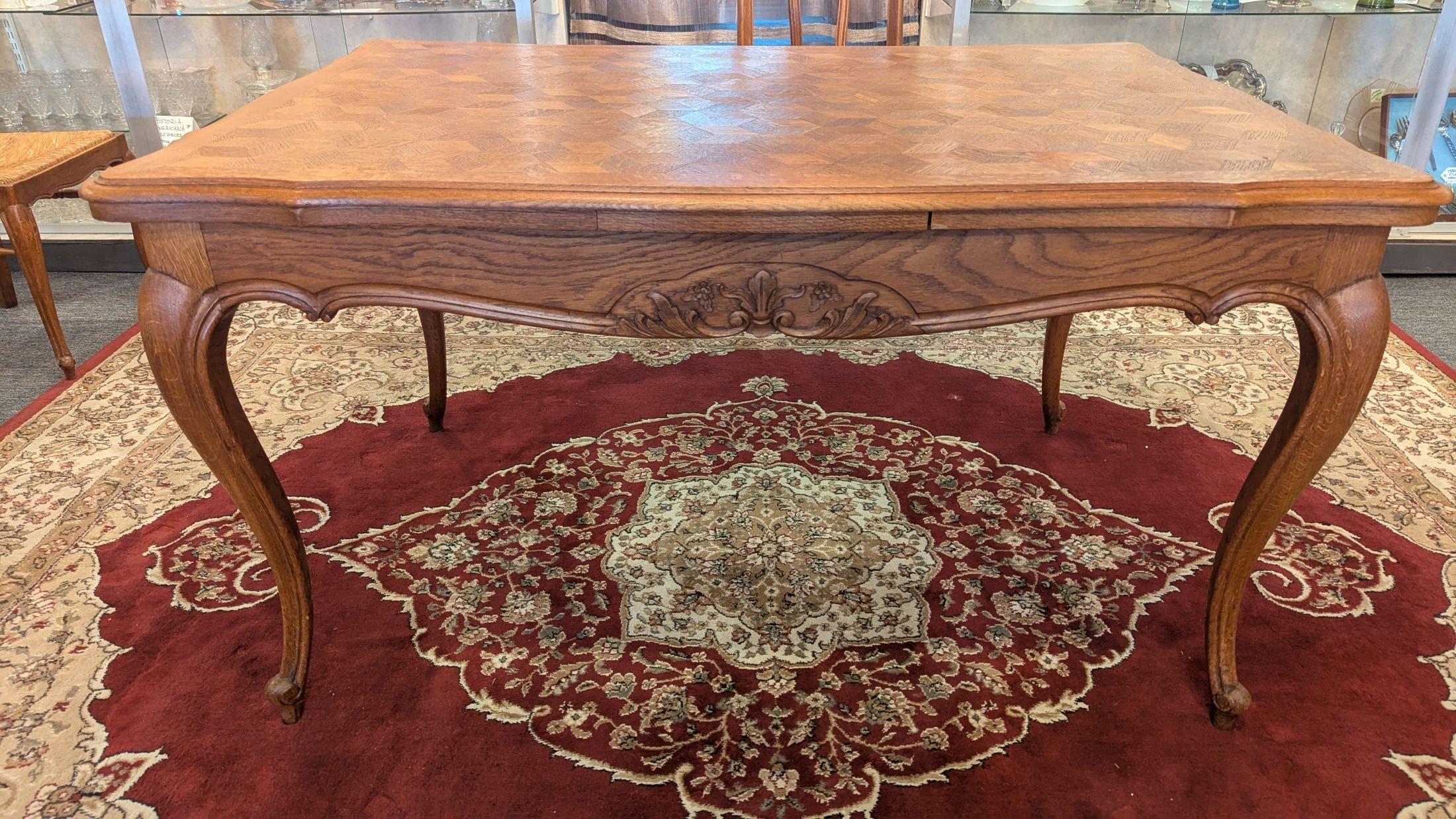 American Oak Refrectory Table and 6 Chairs For Sale