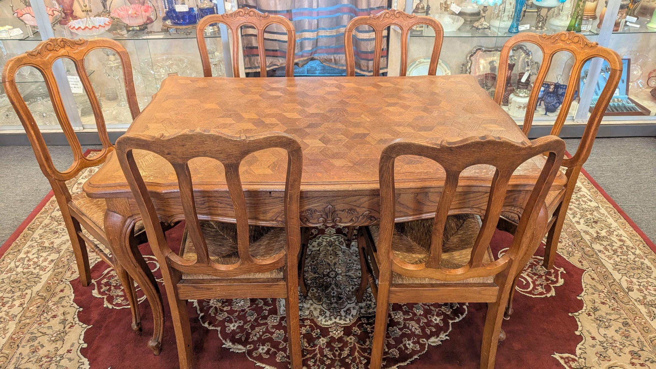 20th Century Oak Refrectory Table and 6 Chairs For Sale