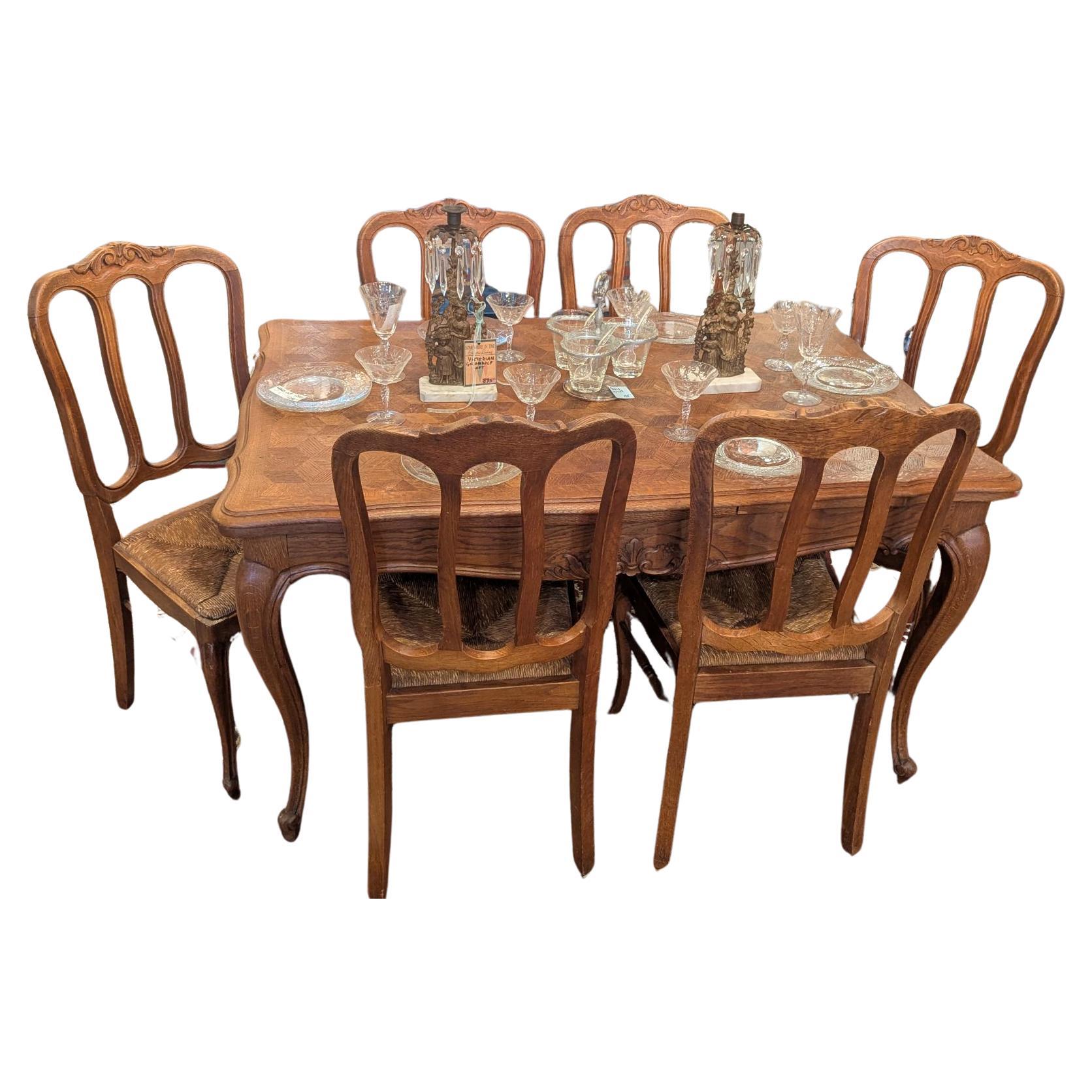 Oak Refrectory Table and 6 Chairs For Sale