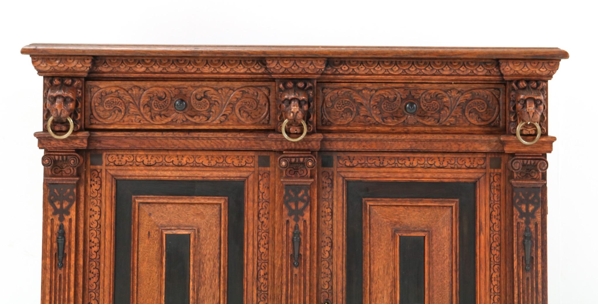 Oak Renaissance Revival Cabinet, 1900s For Sale 4