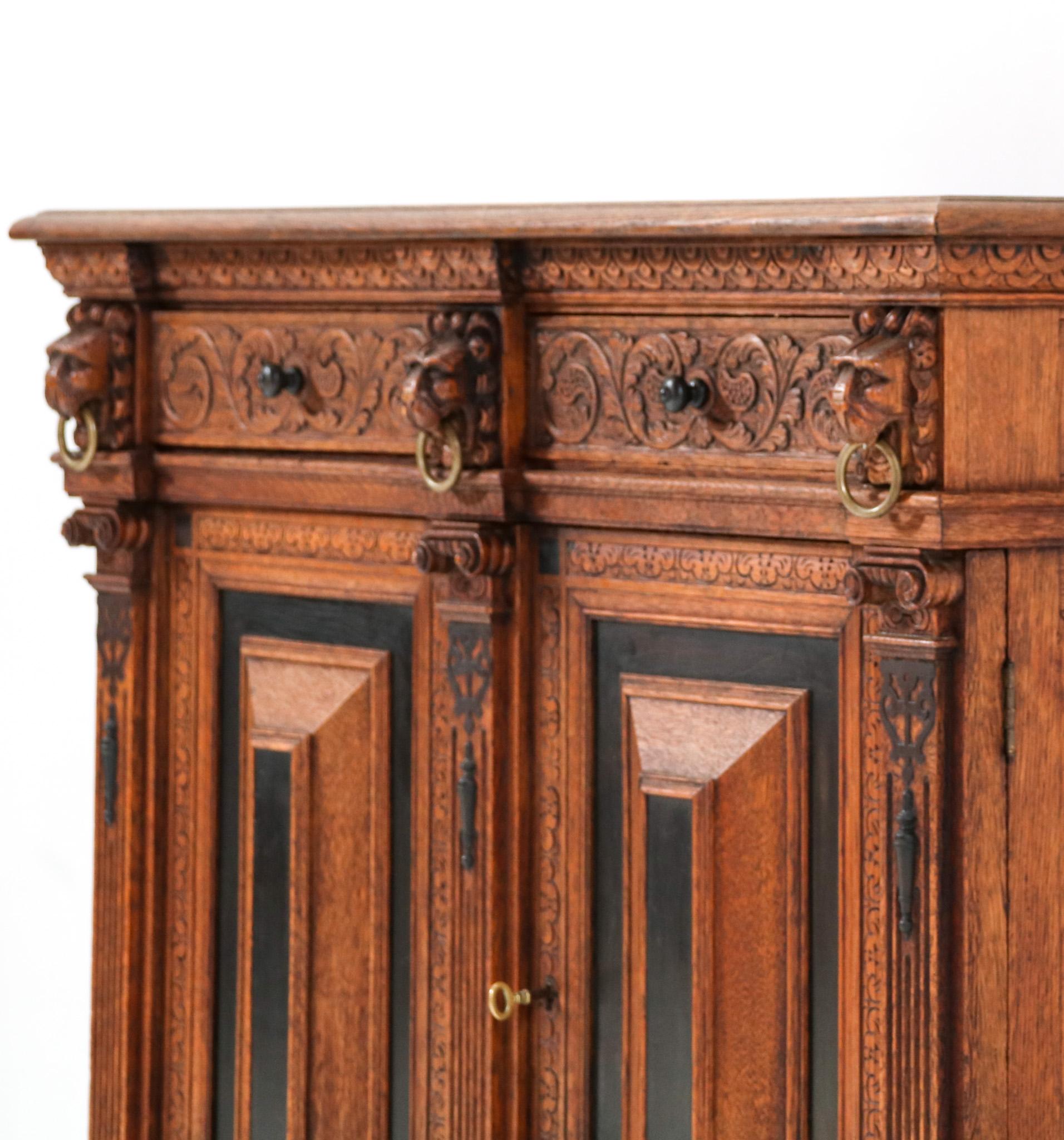 Oak Renaissance Revival Cabinet, 1900s For Sale 5