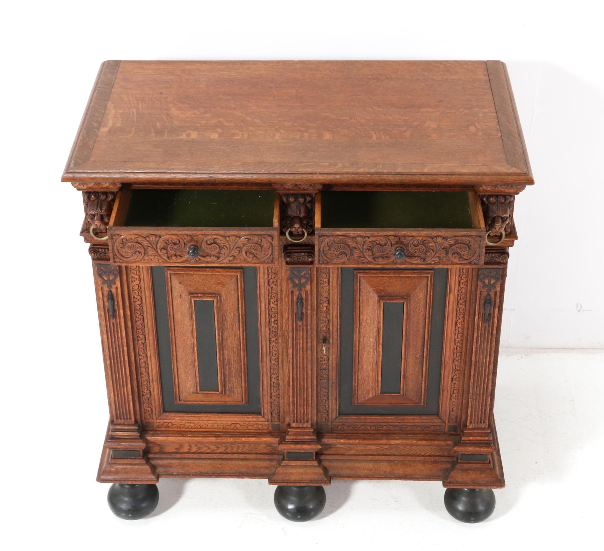 Oak Renaissance Revival Cabinet, 1900s For Sale 1