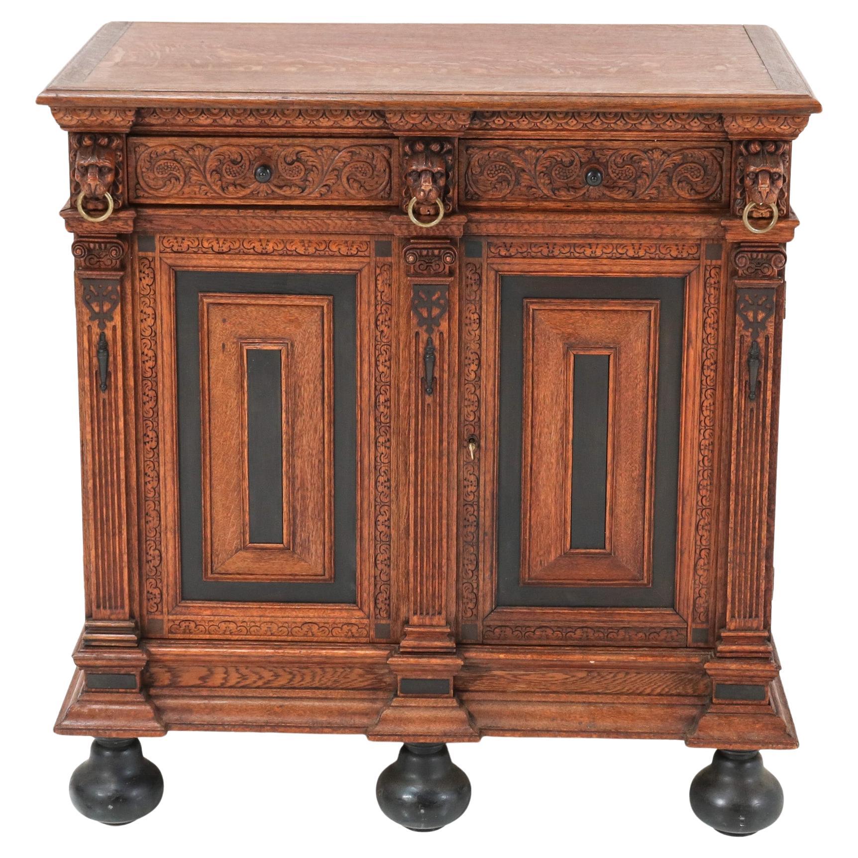 Oak Renaissance Revival Cabinet, 1900s