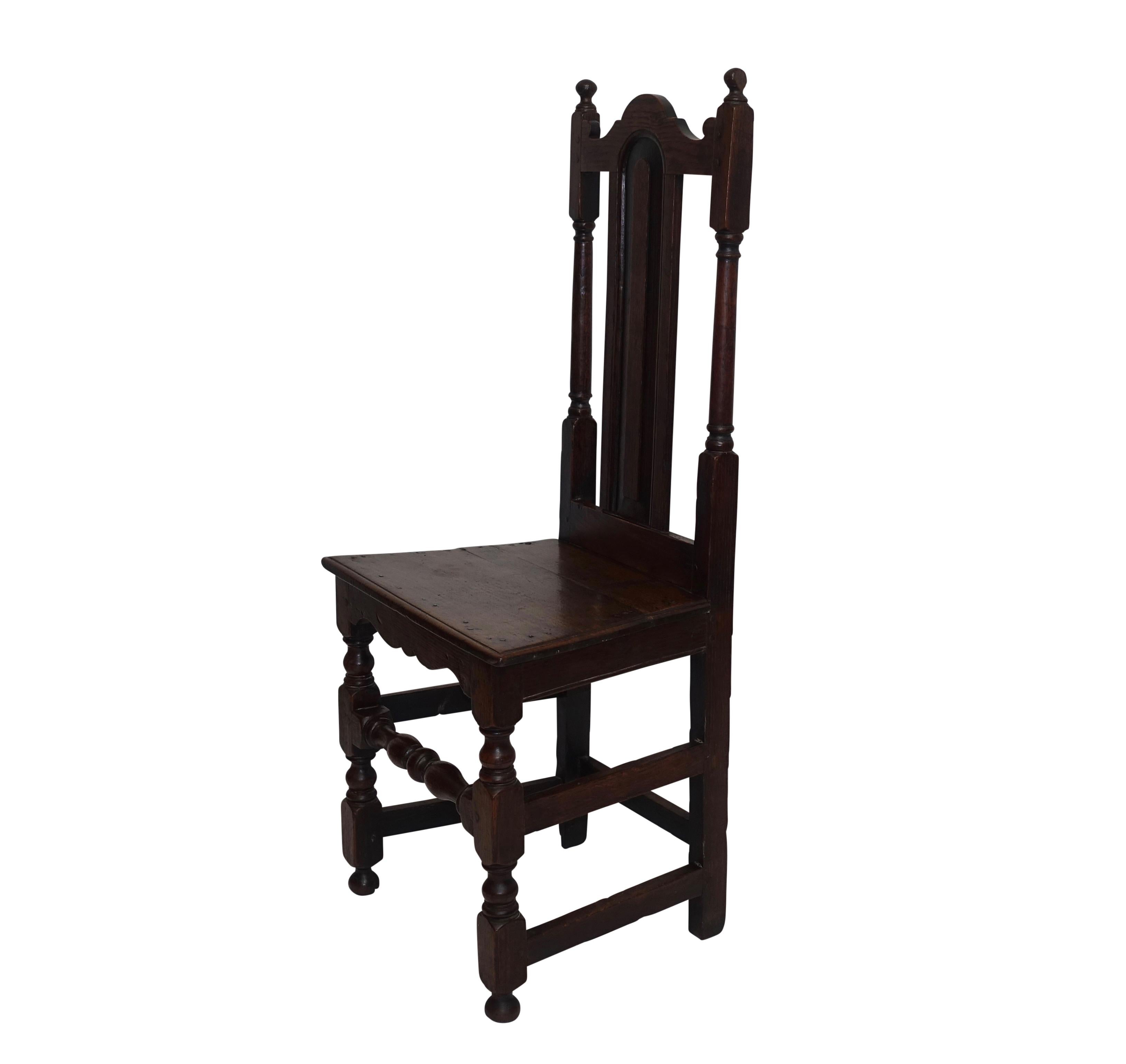 Turned Oak Renaissance Side Chair or Desk Chair, English, circa 1730