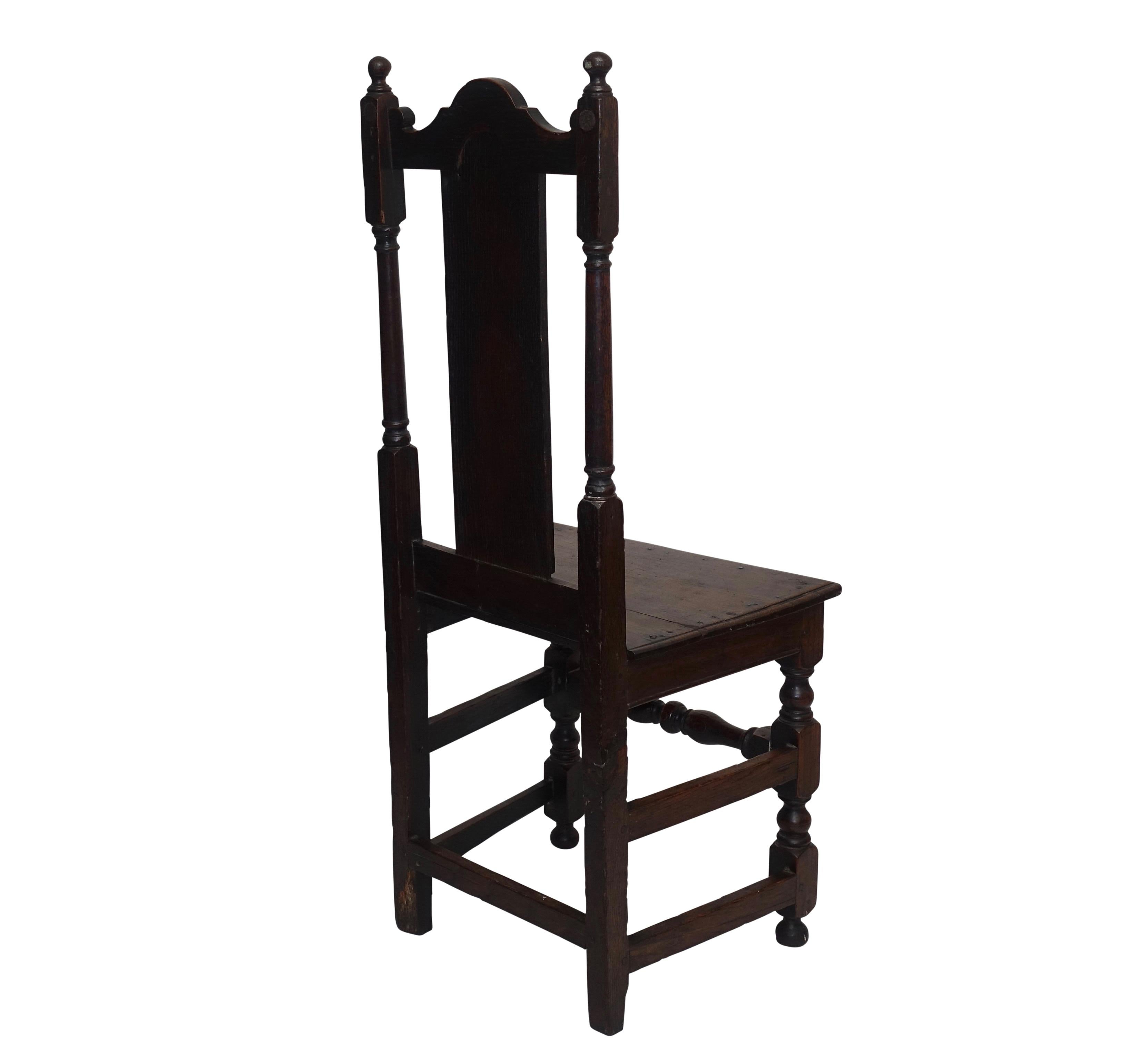 Oak Renaissance Side Chair or Desk Chair, English, circa 1730 2