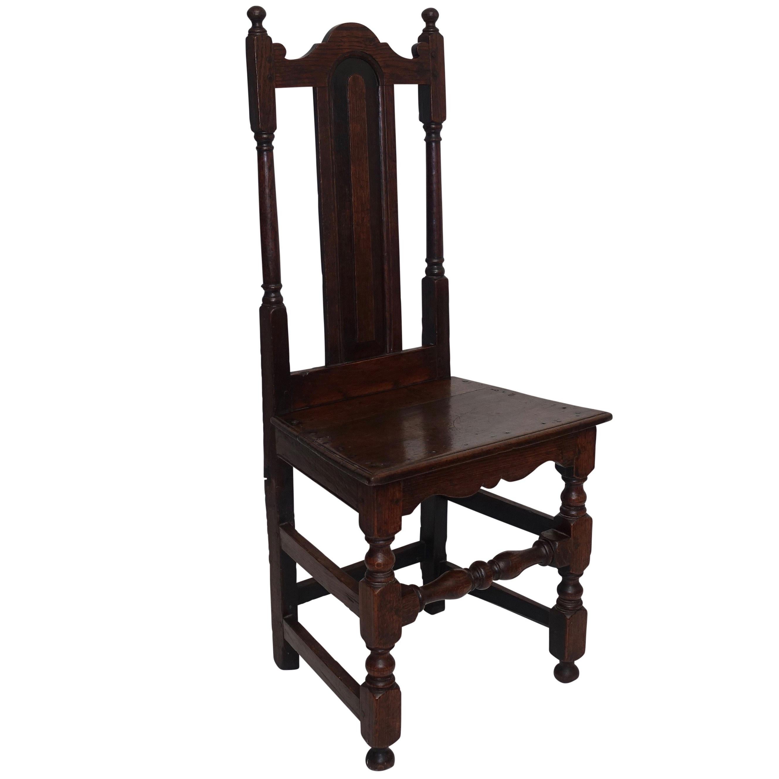 Oak Renaissance Side Chair or Desk Chair, English, circa 1730