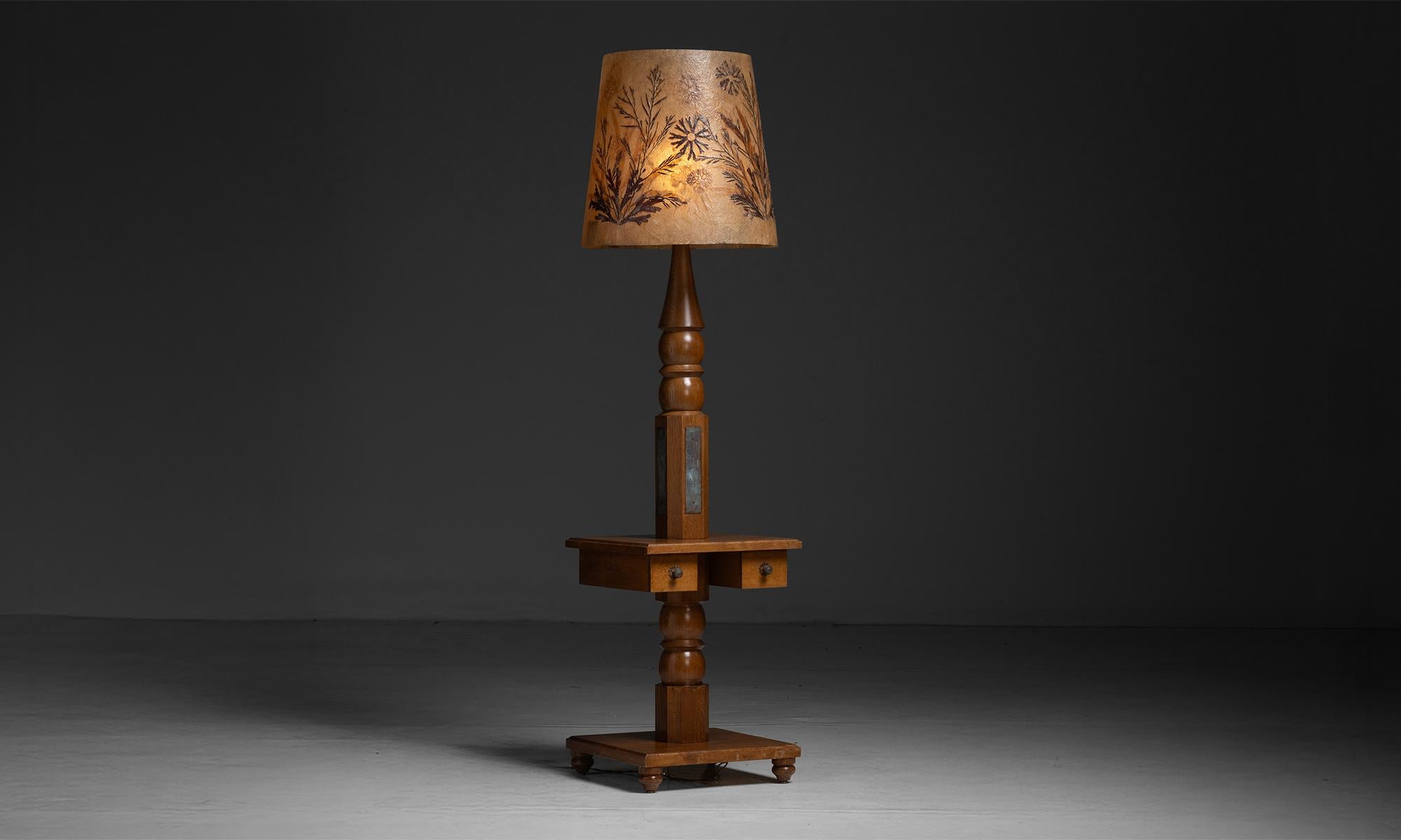 Oak & Resin Floor Lamp In Good Condition In Culver City, CA