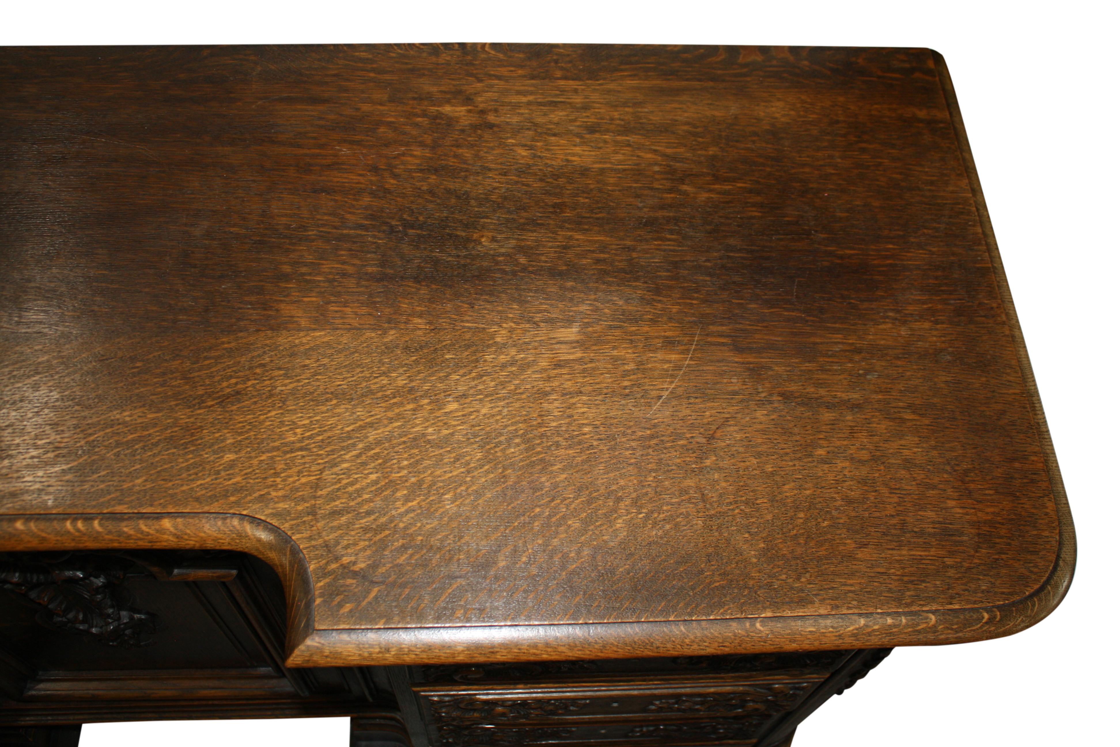 Oak Reverse Breakfront French Country Server, circa 1900 For Sale 4