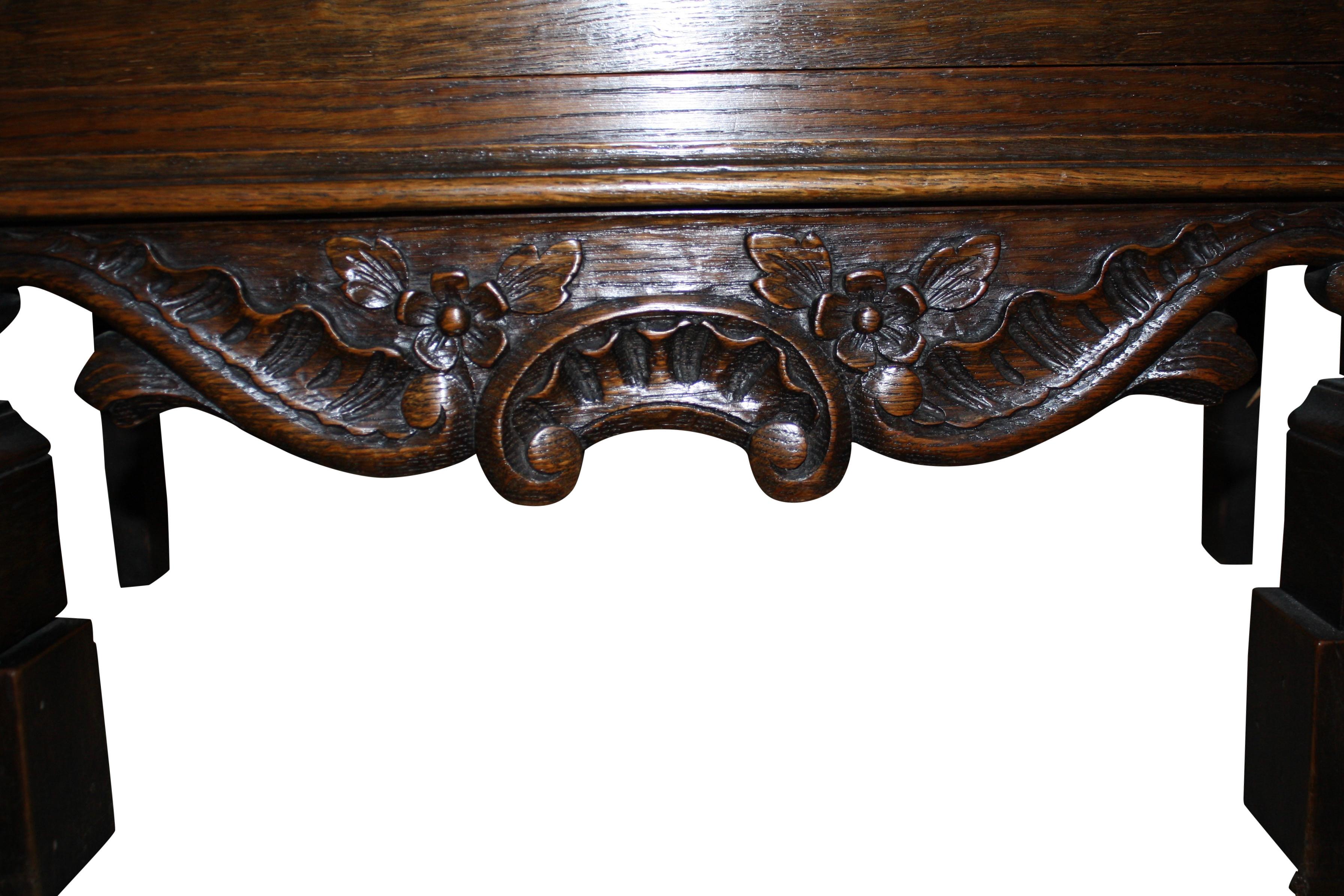 Oak Reverse Breakfront French Country Server, circa 1900 For Sale 1