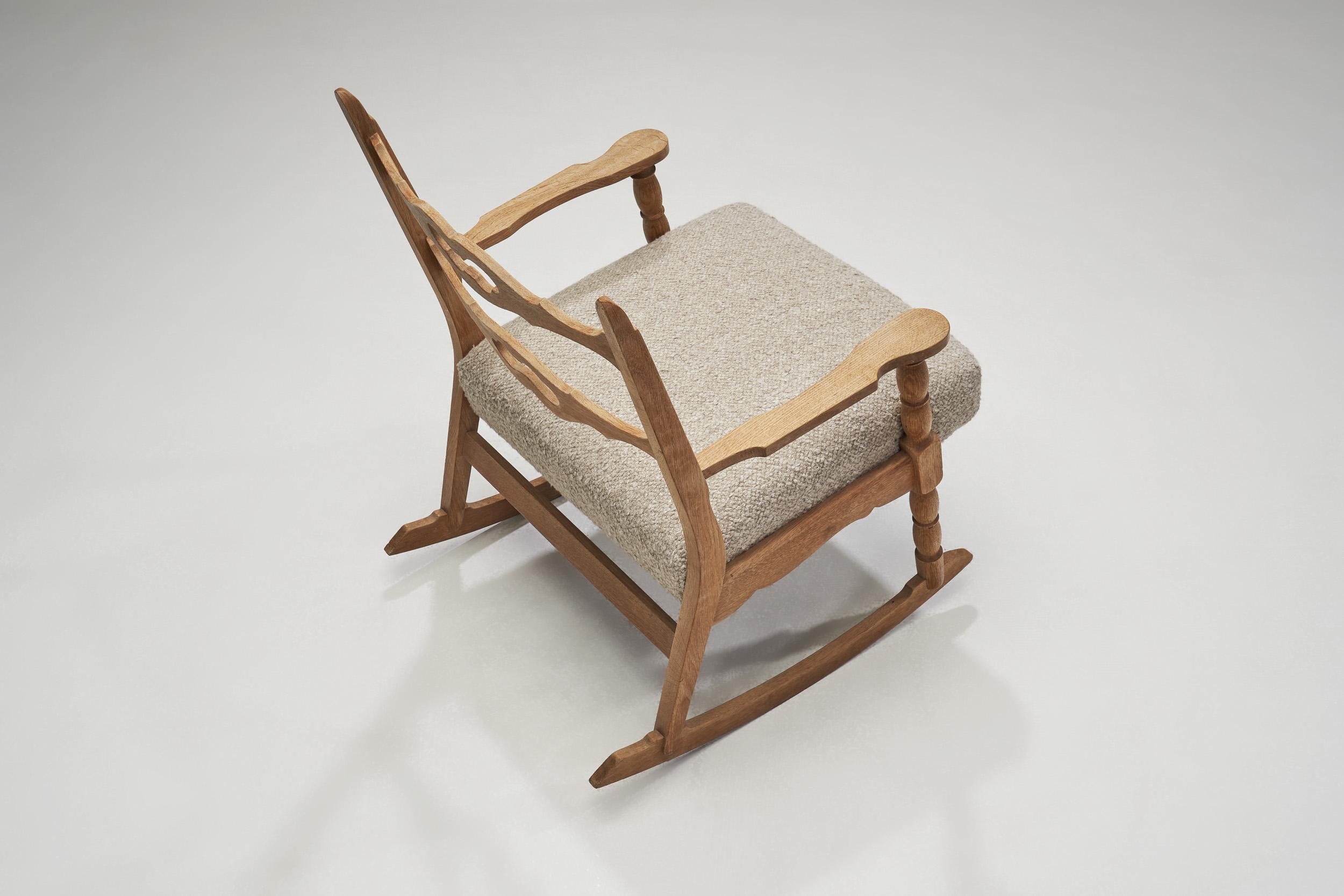 Mid-20th Century Oak Rocking Chair by Henning Kjærnulf, Denmark 1960s