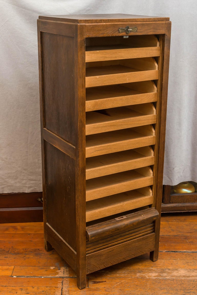 Oak Roll Front File Cabinet, circa 1900 at 1stdibs