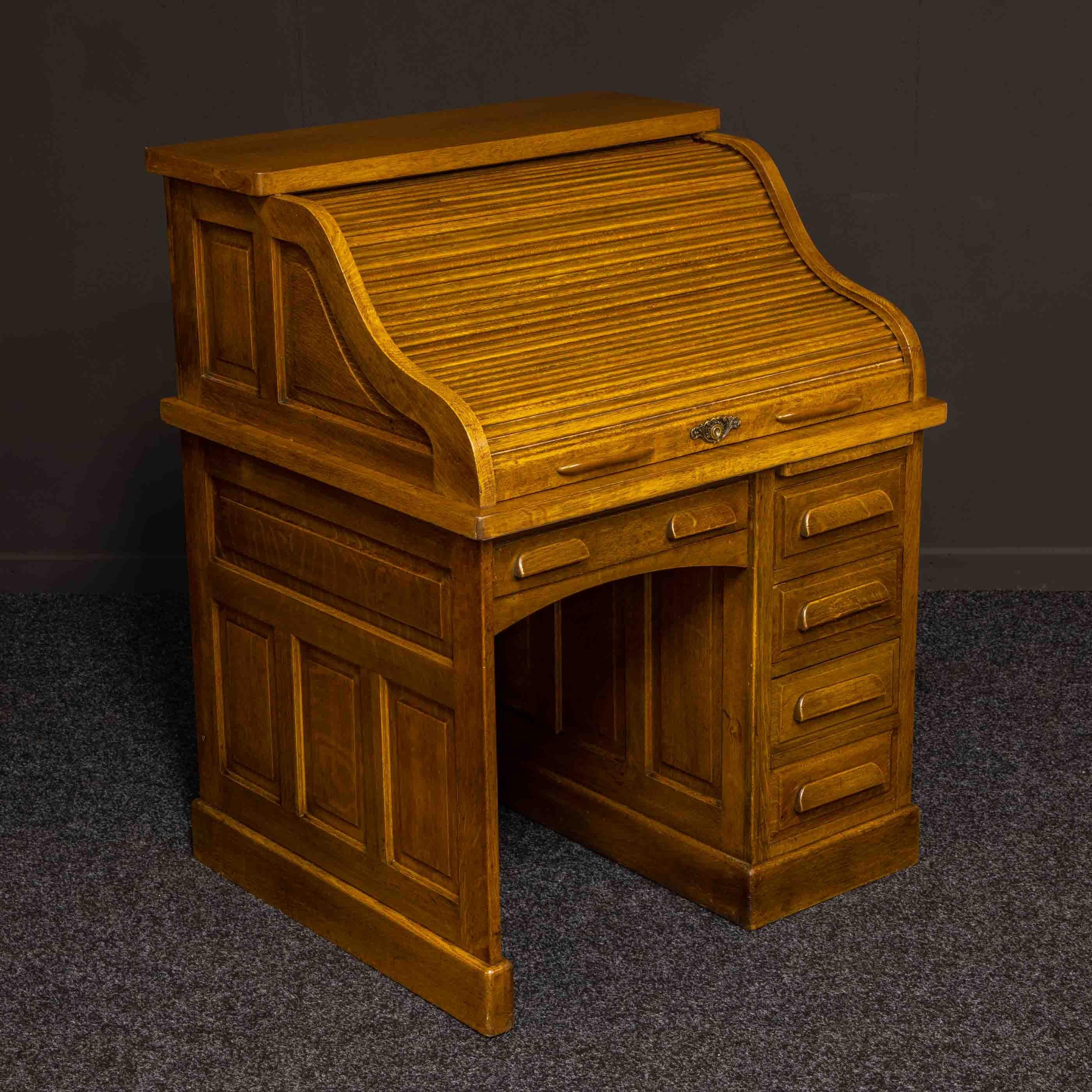 20th Century Oak Roll Top Desk by Globe Wernicke