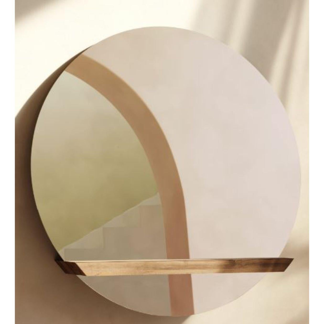 Contemporary Oak Round Guillotine Mirror by Jeffrey Huyghe For Sale