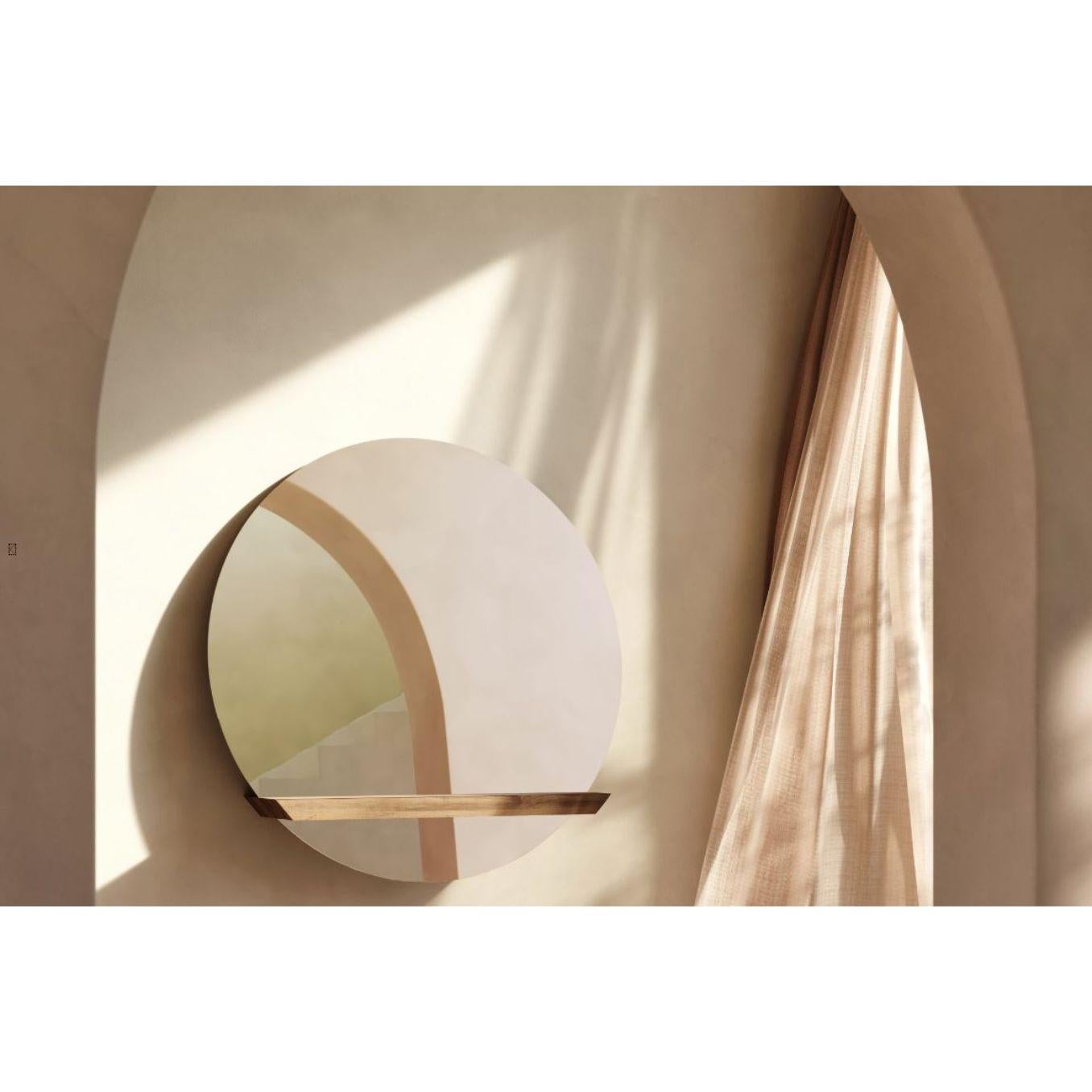 Oak Round Guillotine Mirror by Jeffrey Huyghe For Sale 1
