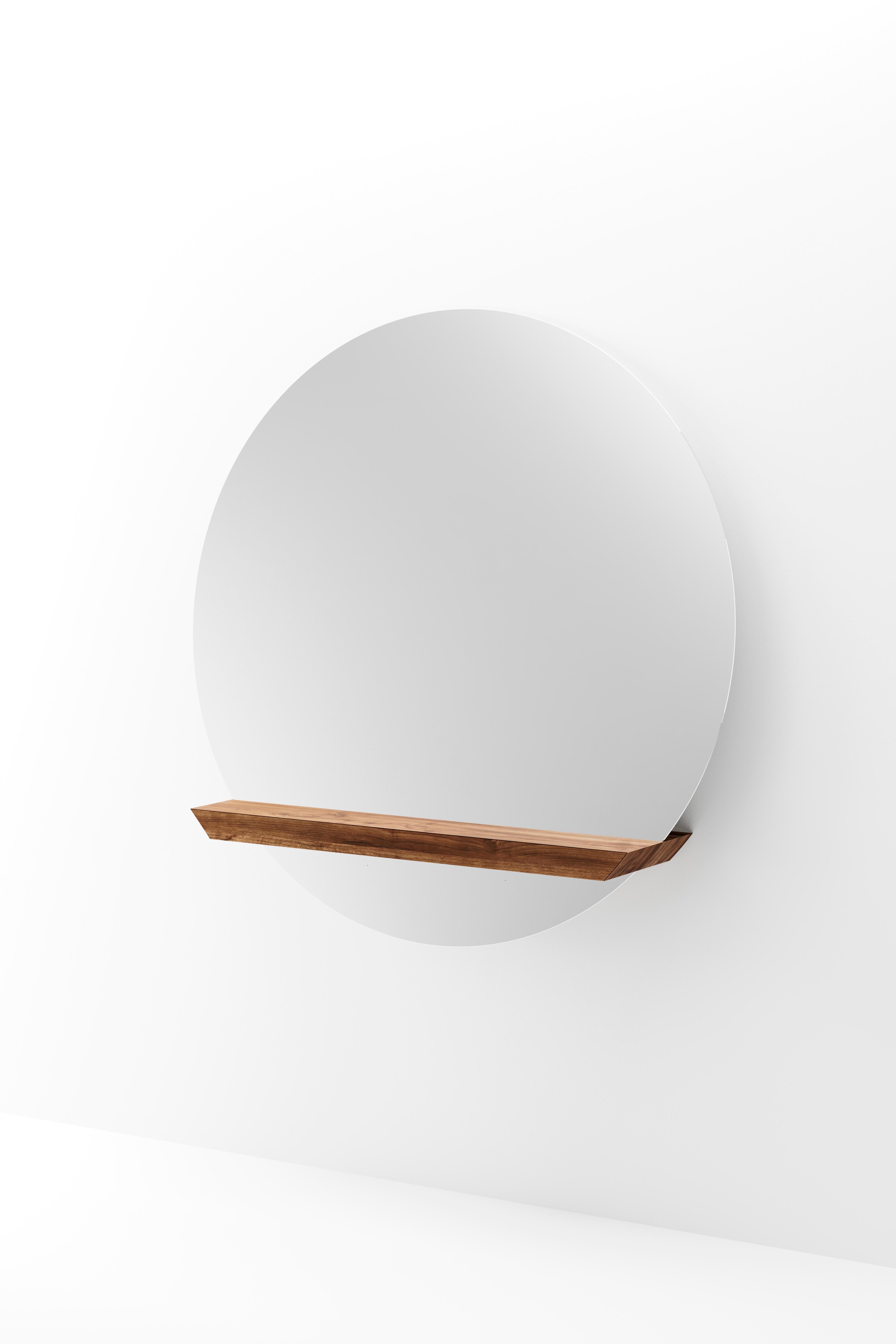 Oak Round Guillotine Mirror by Jeffrey Huyghe For Sale 2