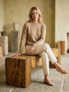 Eiche Rustikal Wabi-Sabi Brutalist Stil Bank, Handgefertigt Massiv Eiche Wood Bank