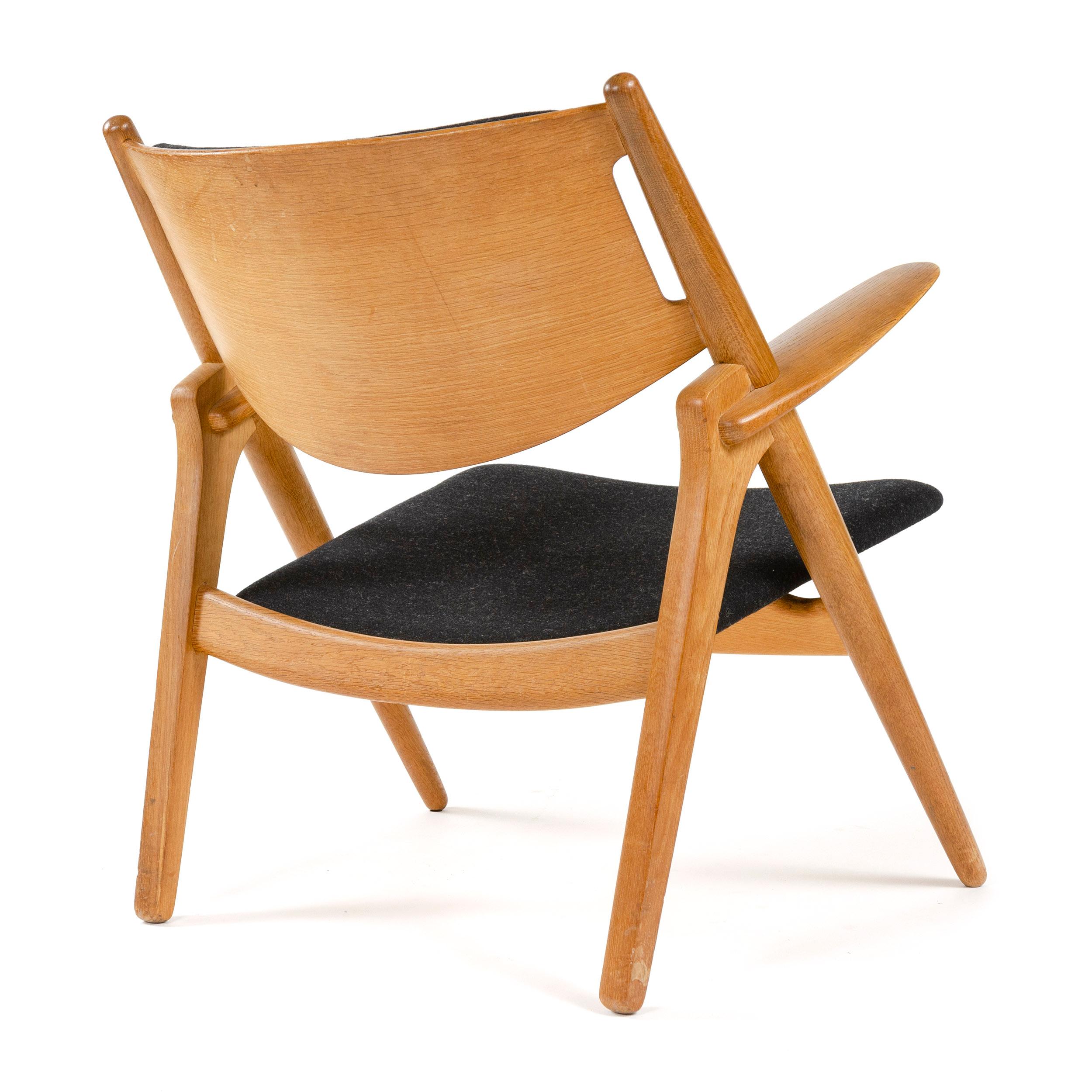 Danish Oak Sawbuck Lounge Chair by Hans Wegner for Carl Hansen & Son