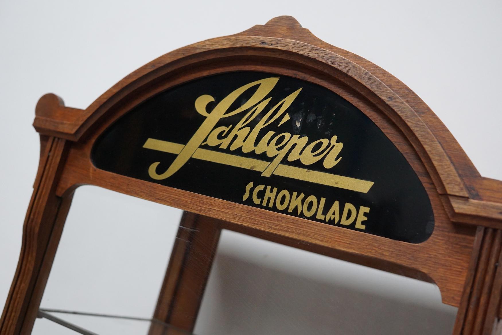 Schlieper-Schrank mit Thekenplatte und Schokoladenladenladenladen-Vitrinenschrank, Eiche, um 1930 (Industriell)