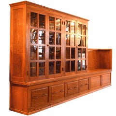 Oak Schoolhouse Cabinet with Bench