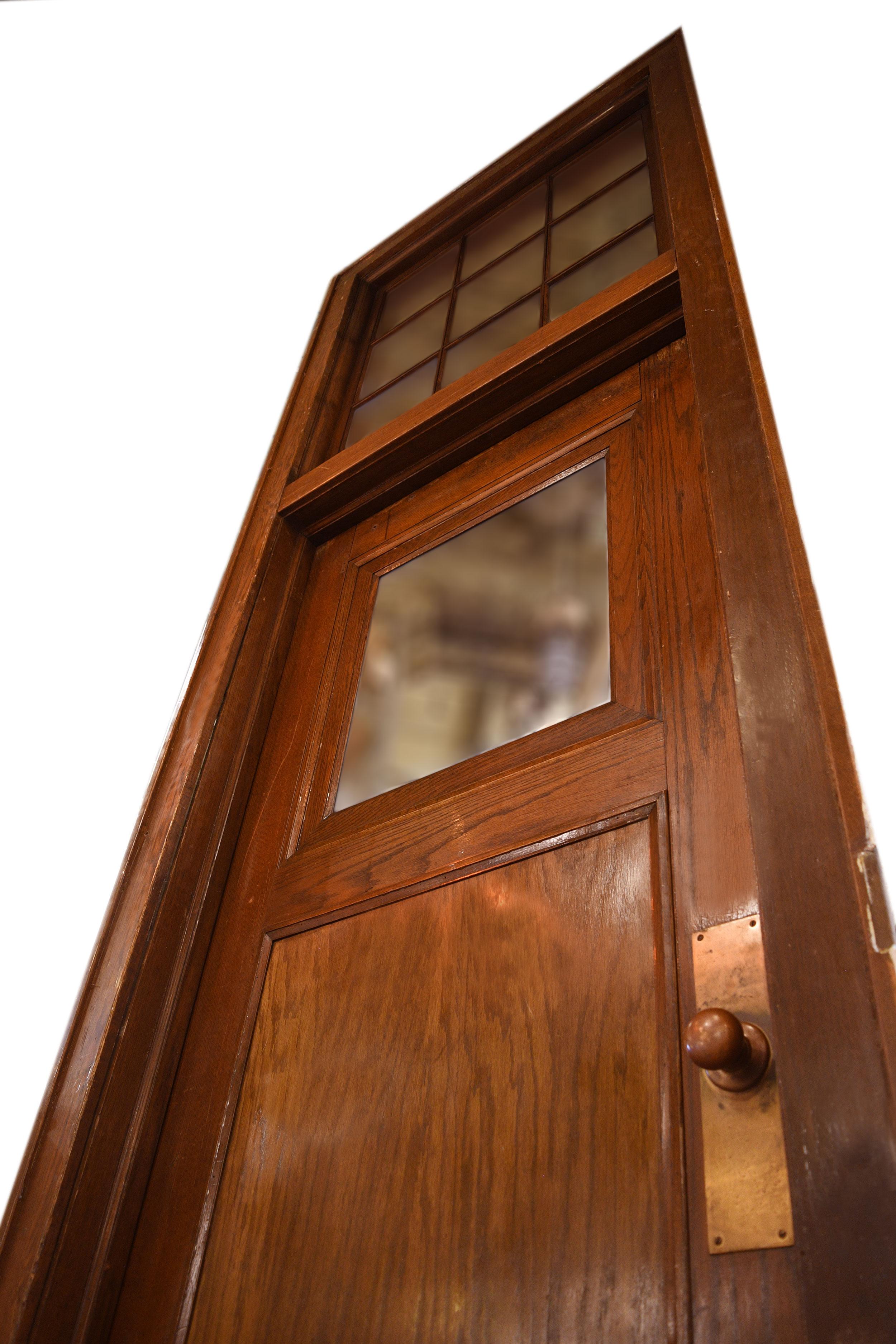 20th Century Oak Schoolhouse Door with Transom For Sale