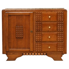 Cabinet Art Deco scolpito in Oak di Charles Fr̩chon Francia, anni '30