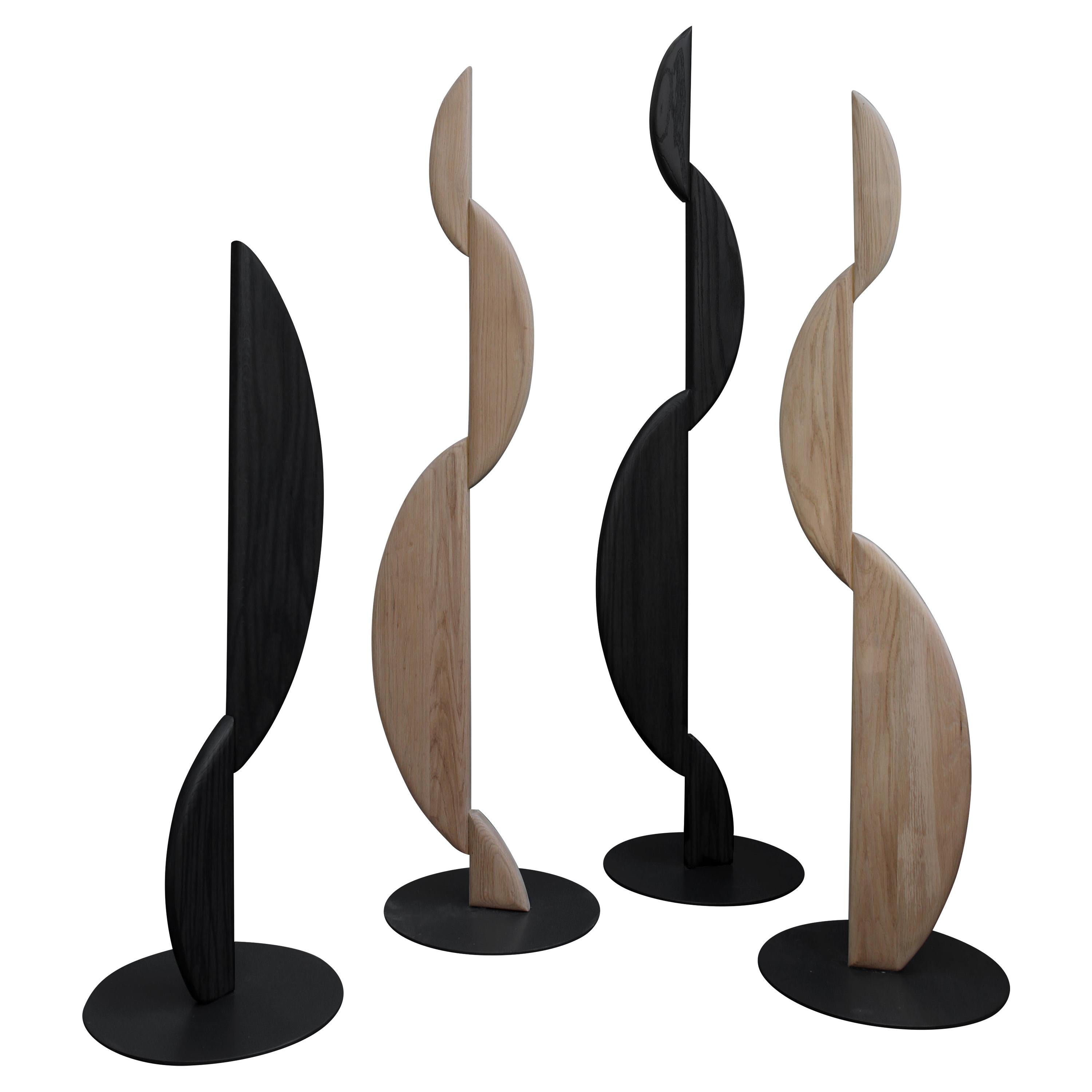 Set of 4 Noviembre Standing Sculptures in Solid Wood by Joel Escalona For Sale