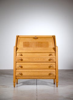 Oak Secretaire by Guillerme & Chambron France 1960's