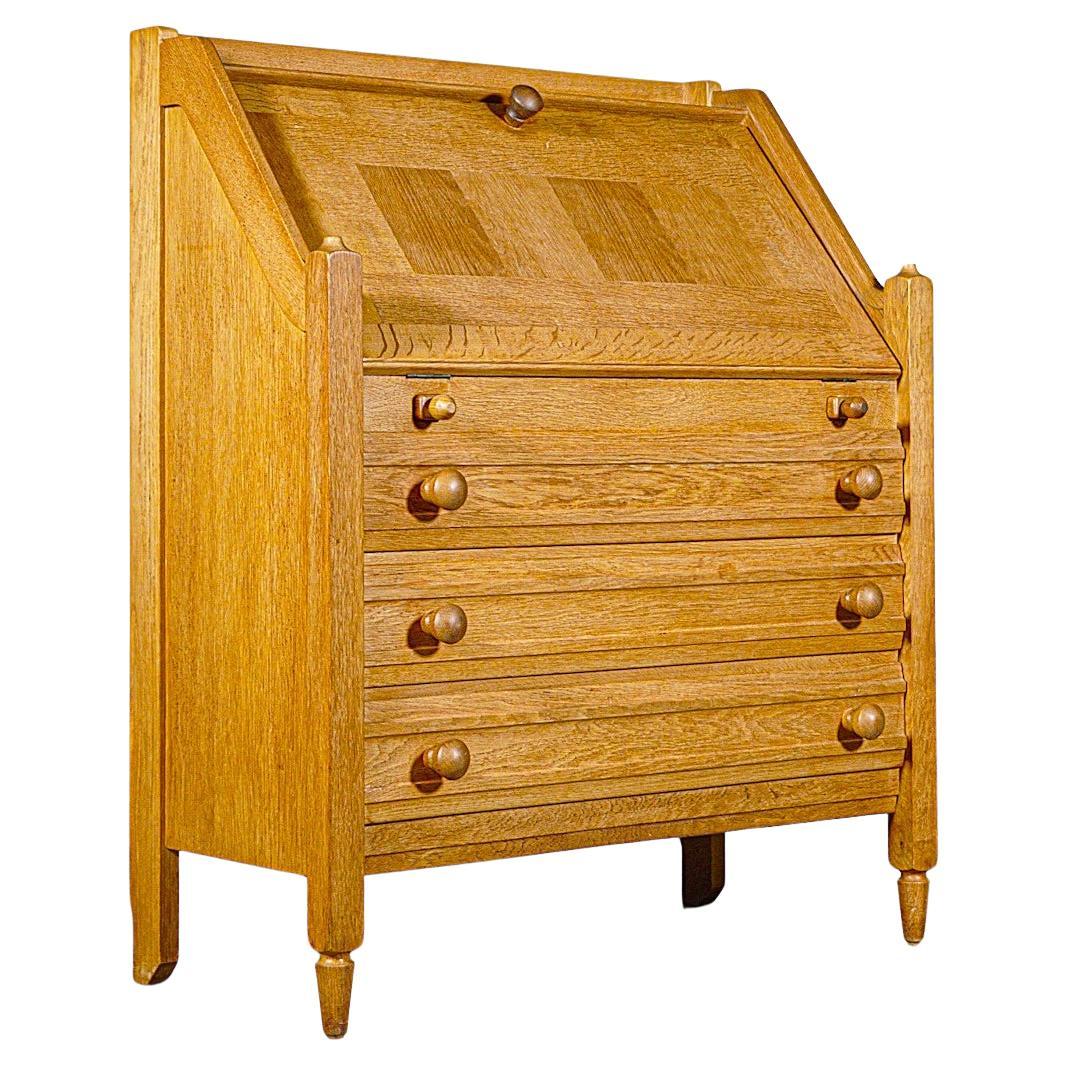Secrétaire en chêne par Guillerme & Chambron France 1960's