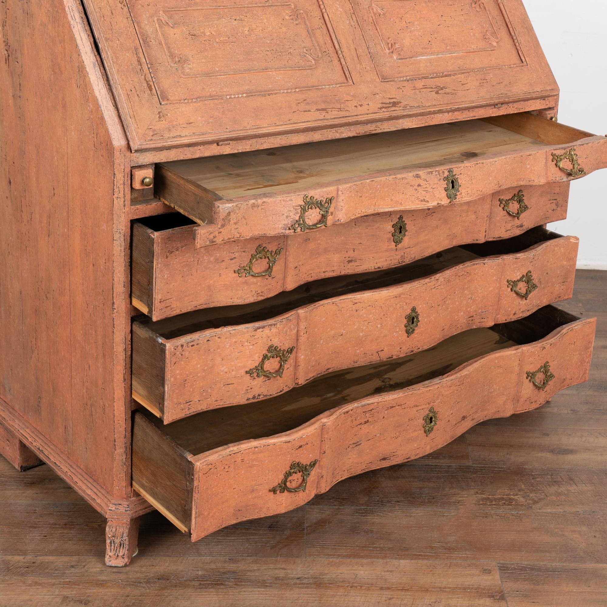 Oak Secretary Bureau With Painted Finish from Sweden circa 1760-1800 For Sale 3