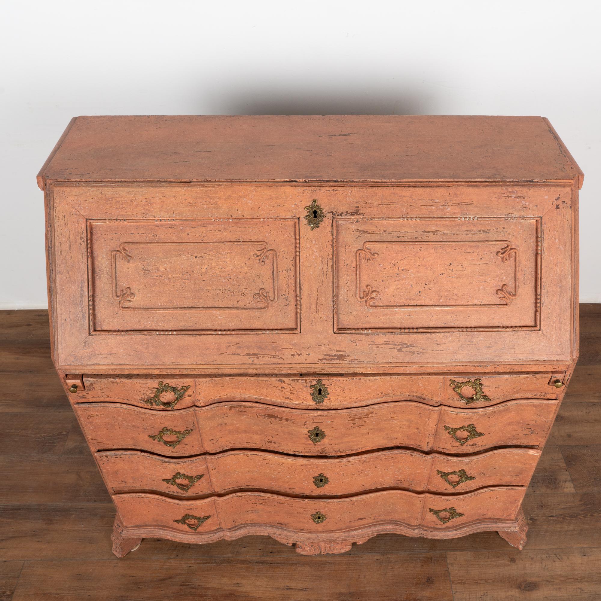18th Century Oak Secretary Bureau With Painted Finish from Sweden circa 1760-1800 For Sale