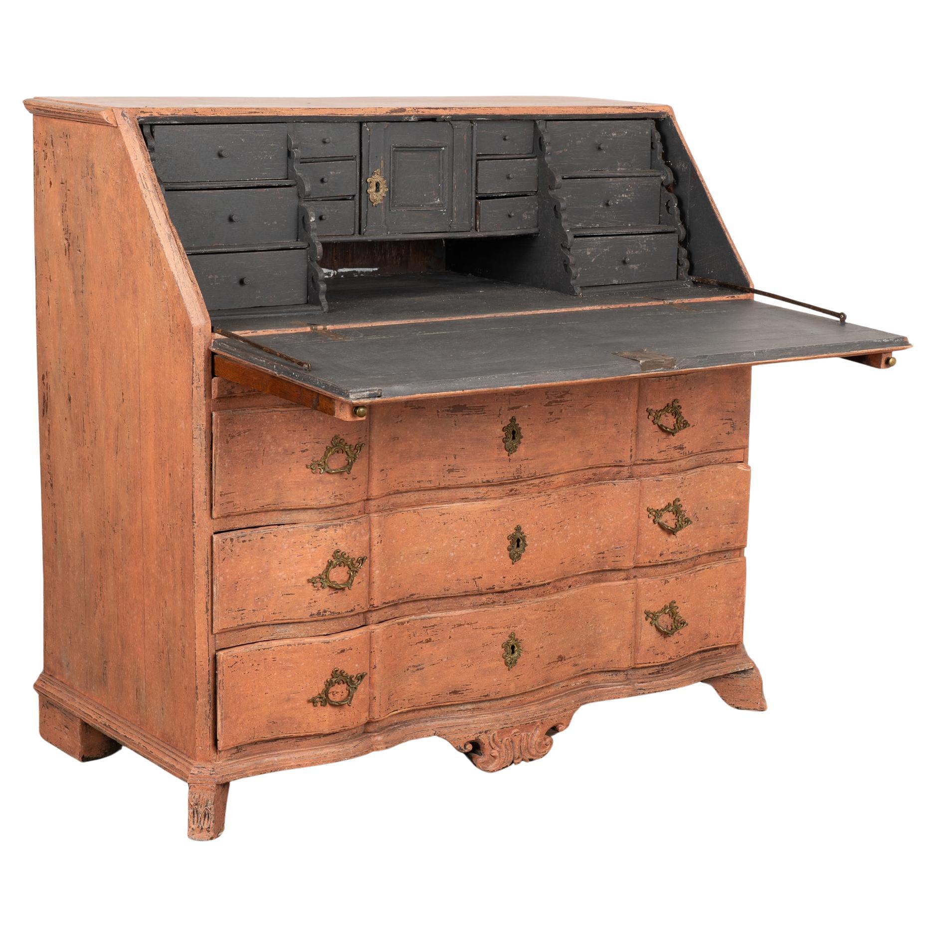 Oak Secretary Bureau With Painted Finish from Sweden circa 1760-1800 For Sale