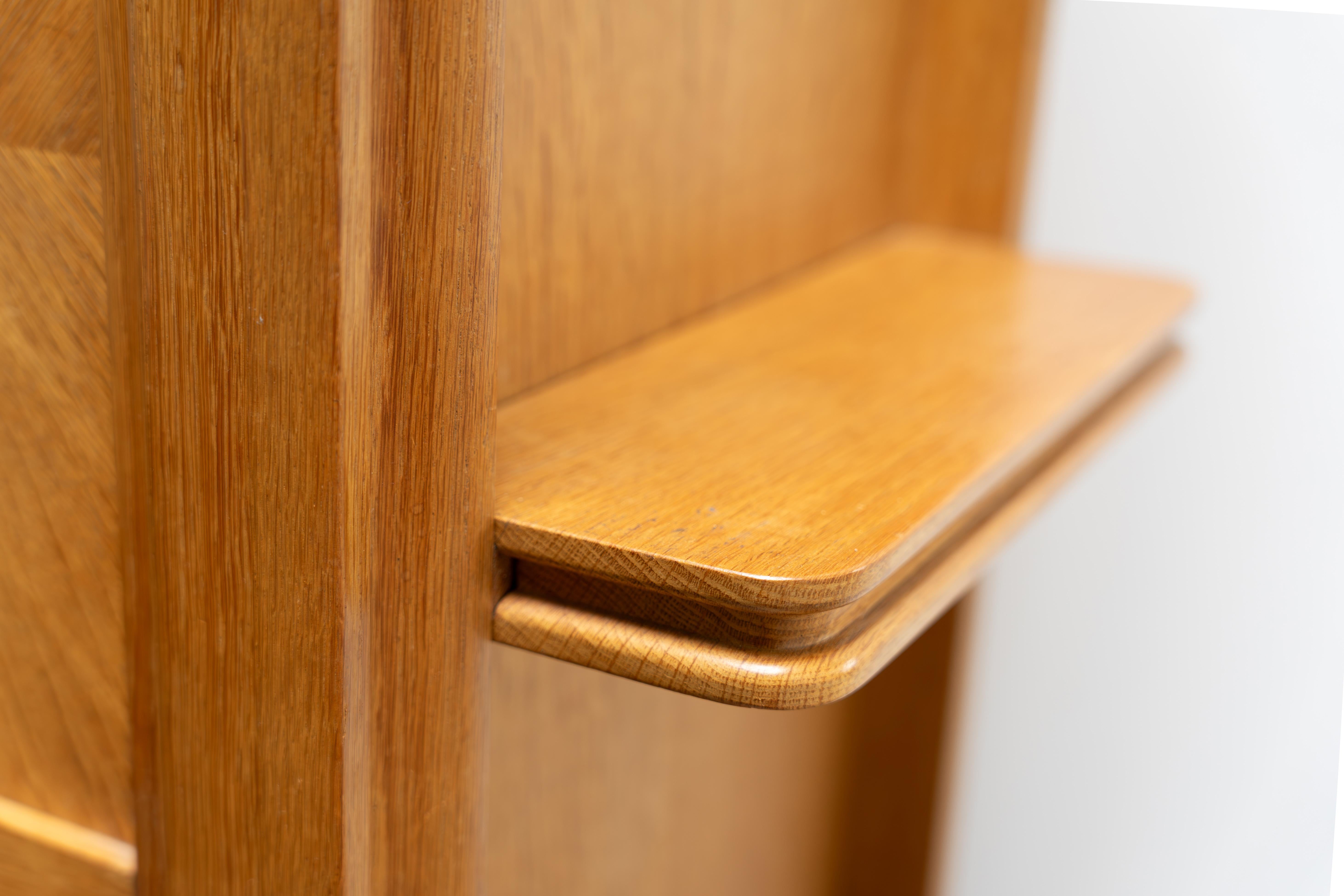 20th Century Oak Bureau with Ceramic Handles by Guillerme & Chambron, France, 1960s For Sale