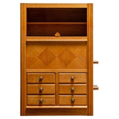 Bureau in Oak con maniglie in ceramica di Guillerme & Chambron, Francia, anni '60
