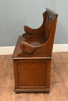 Oak Settle Bench Jacobean Revival Monks Bench 1910