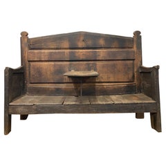 Oak Settle with Fold Down Table, Italy, 18th Century